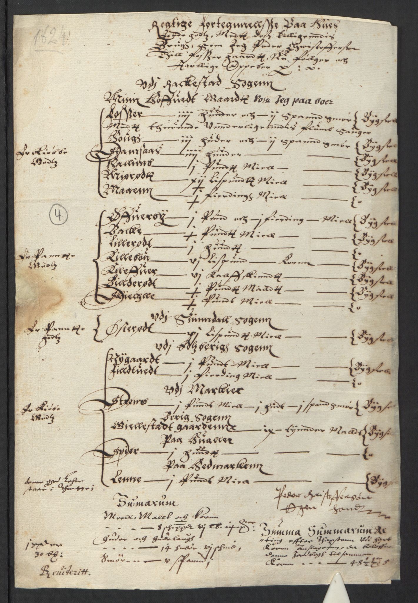 Stattholderembetet 1572-1771, AV/RA-EA-2870/Ek/L0007/0001: Jordebøker til utlikning av rosstjeneste 1624-1626: / Adelsjordebøker, 1624-1625, p. 176