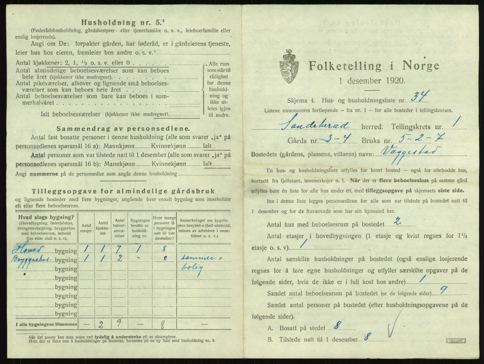 SAKO, 1920 census for Sandeherred, 1920, p. 145