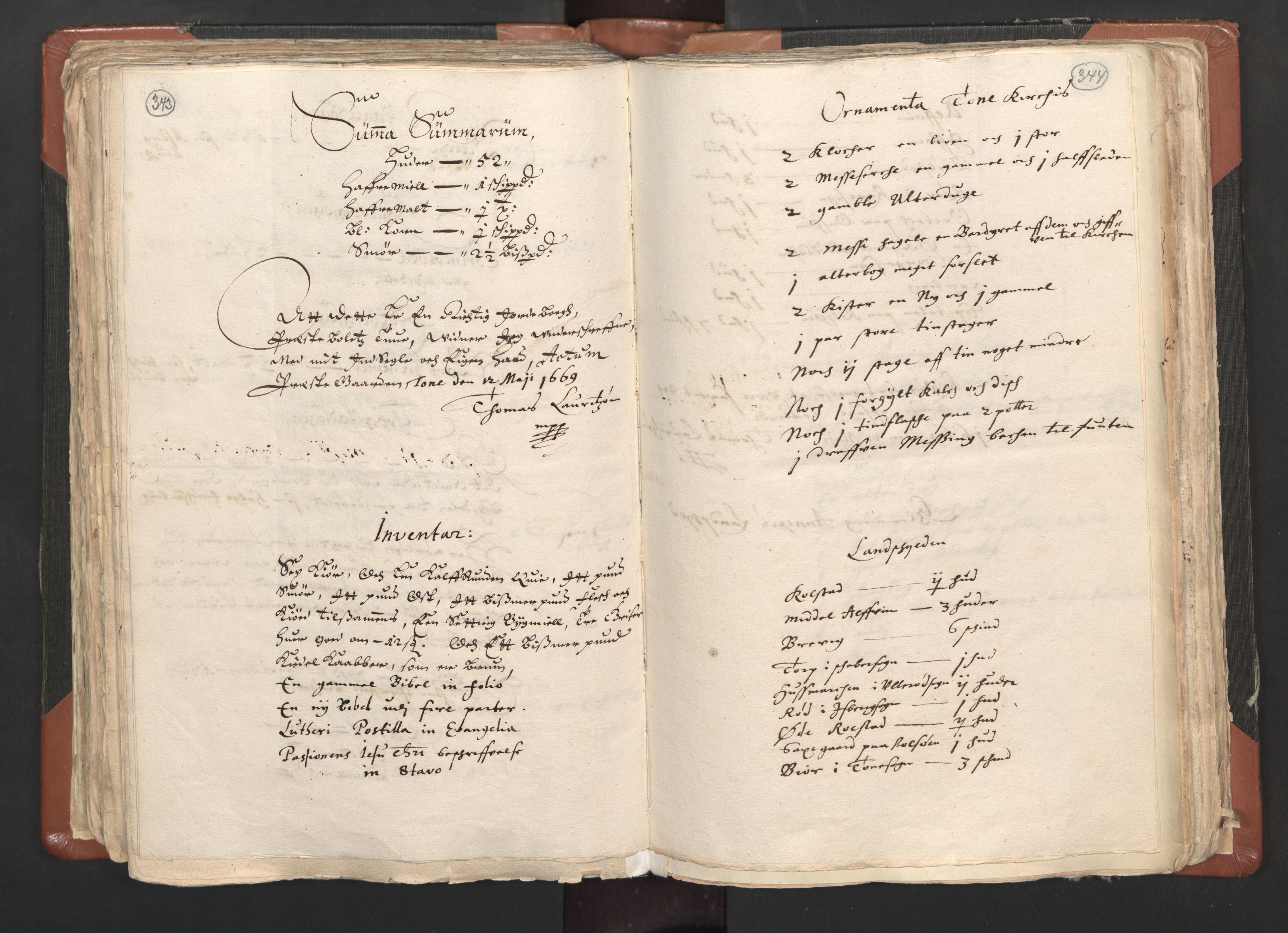 RA, Vicar's Census 1664-1666, no. 1: Nedre Borgesyssel deanery, 1664-1666, p. 343-344