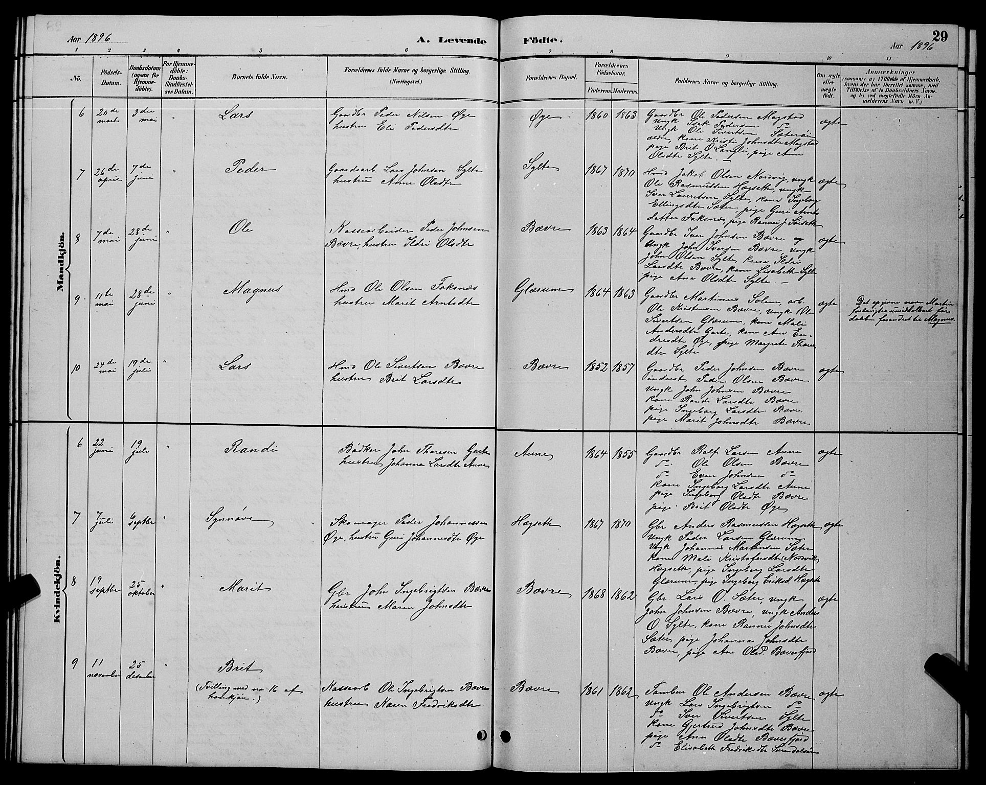 Ministerialprotokoller, klokkerbøker og fødselsregistre - Møre og Romsdal, AV/SAT-A-1454/595/L1052: Parish register (copy) no. 595C04, 1885-1900, p. 29