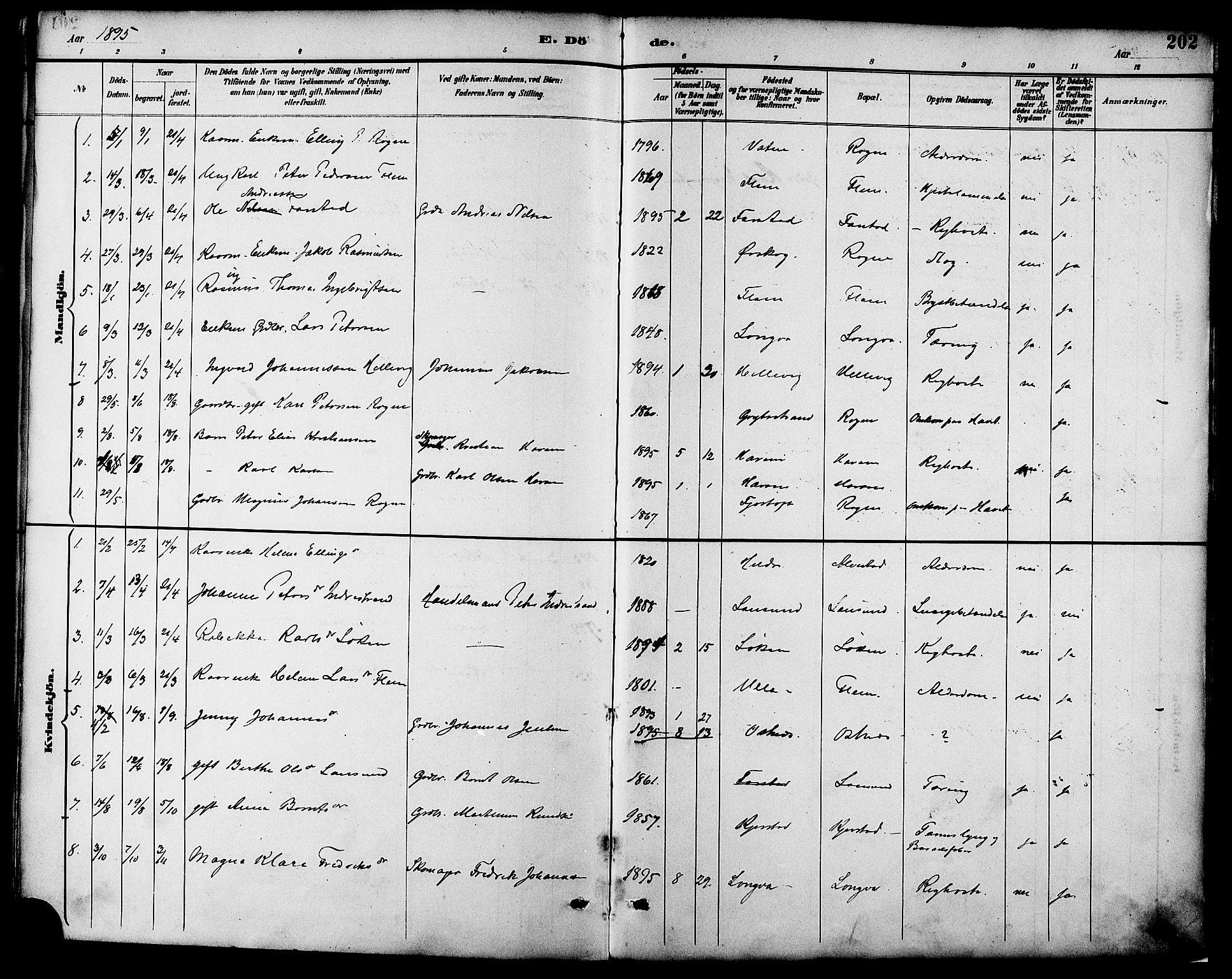 Ministerialprotokoller, klokkerbøker og fødselsregistre - Møre og Romsdal, AV/SAT-A-1454/536/L0501: Parish register (official) no. 536A10, 1884-1896, p. 202