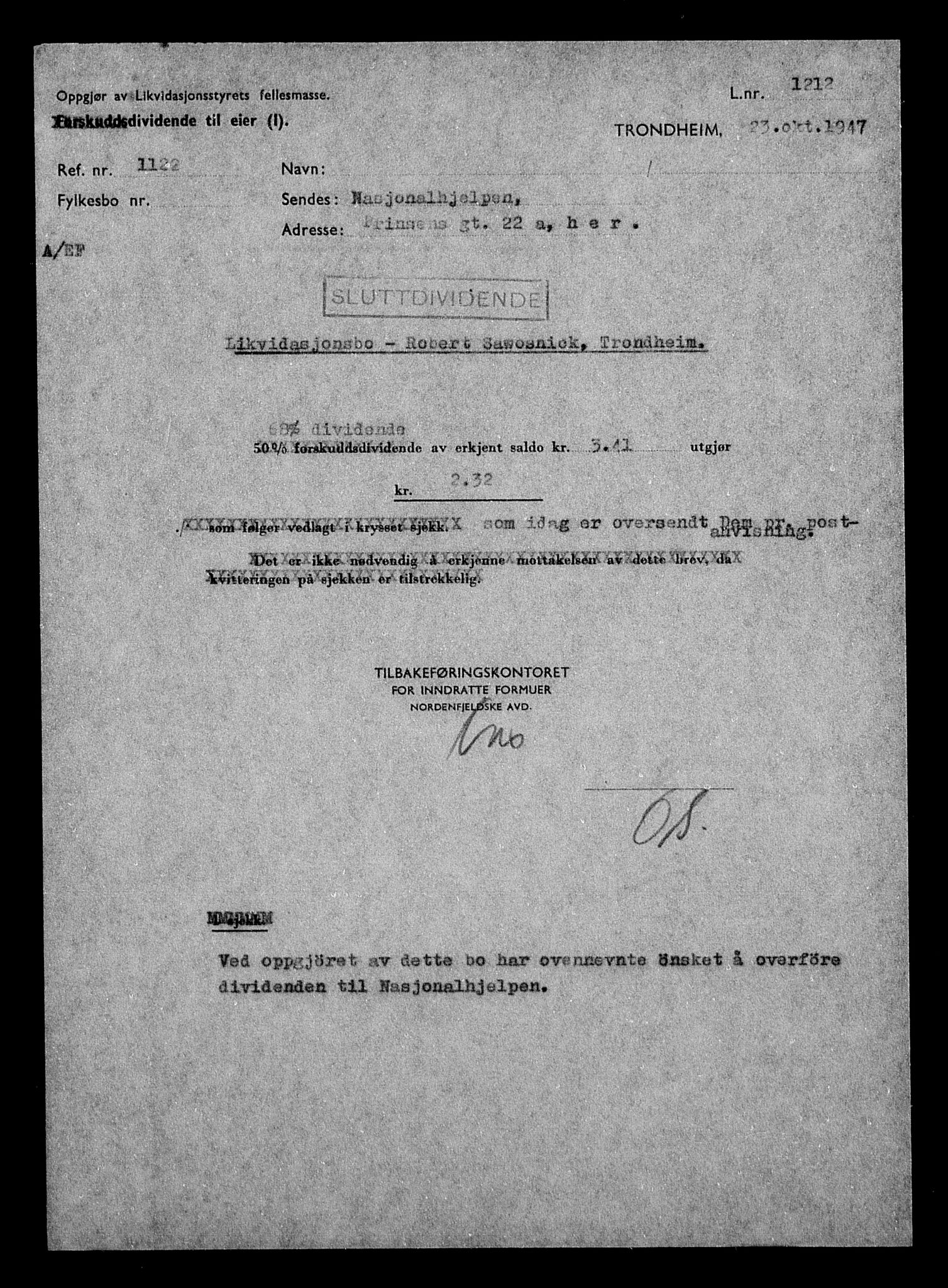 Justisdepartementet, Tilbakeføringskontoret for inndratte formuer, AV/RA-S-1564/H/Hc/Hca/L0908: --, 1945-1947, p. 32