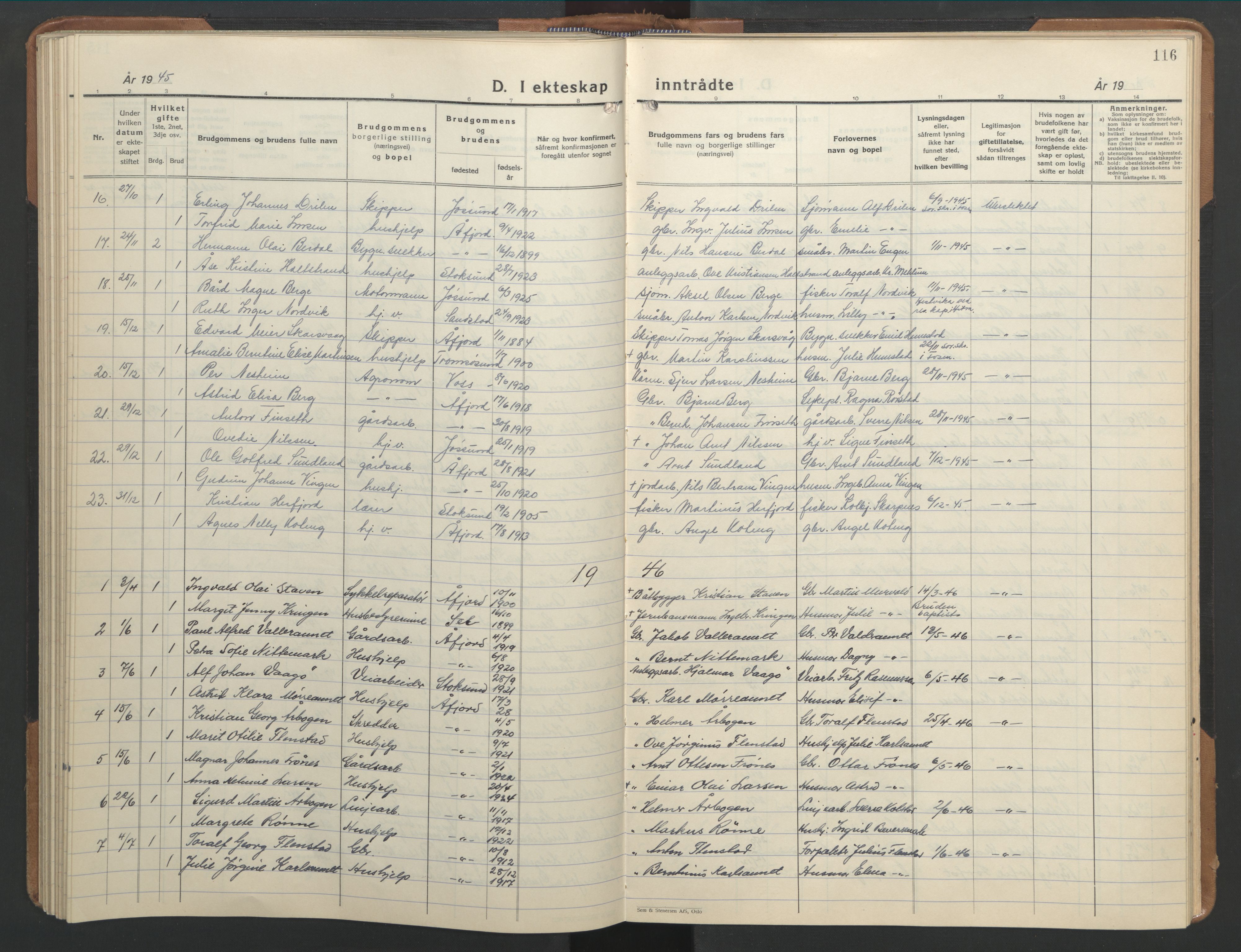 Ministerialprotokoller, klokkerbøker og fødselsregistre - Sør-Trøndelag, SAT/A-1456/655/L0690: Parish register (copy) no. 655C06, 1937-1950, p. 116