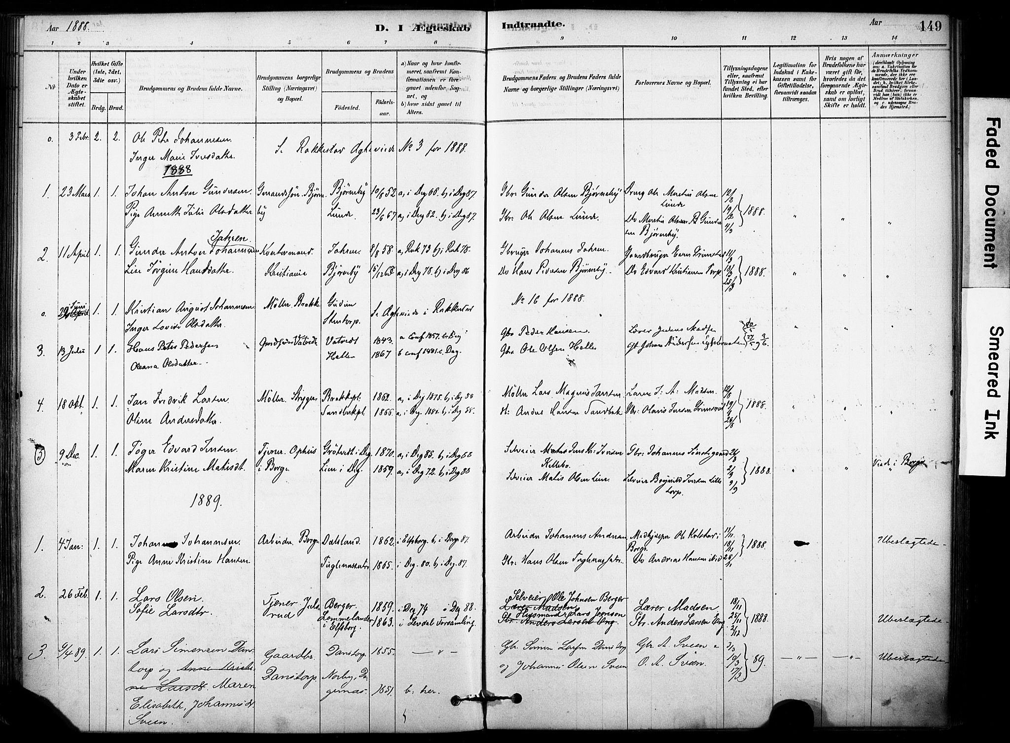 Rakkestad prestekontor Kirkebøker, AV/SAO-A-2008/F/Fb/L0001: Parish register (official) no. II 1, 1878-1899, p. 149