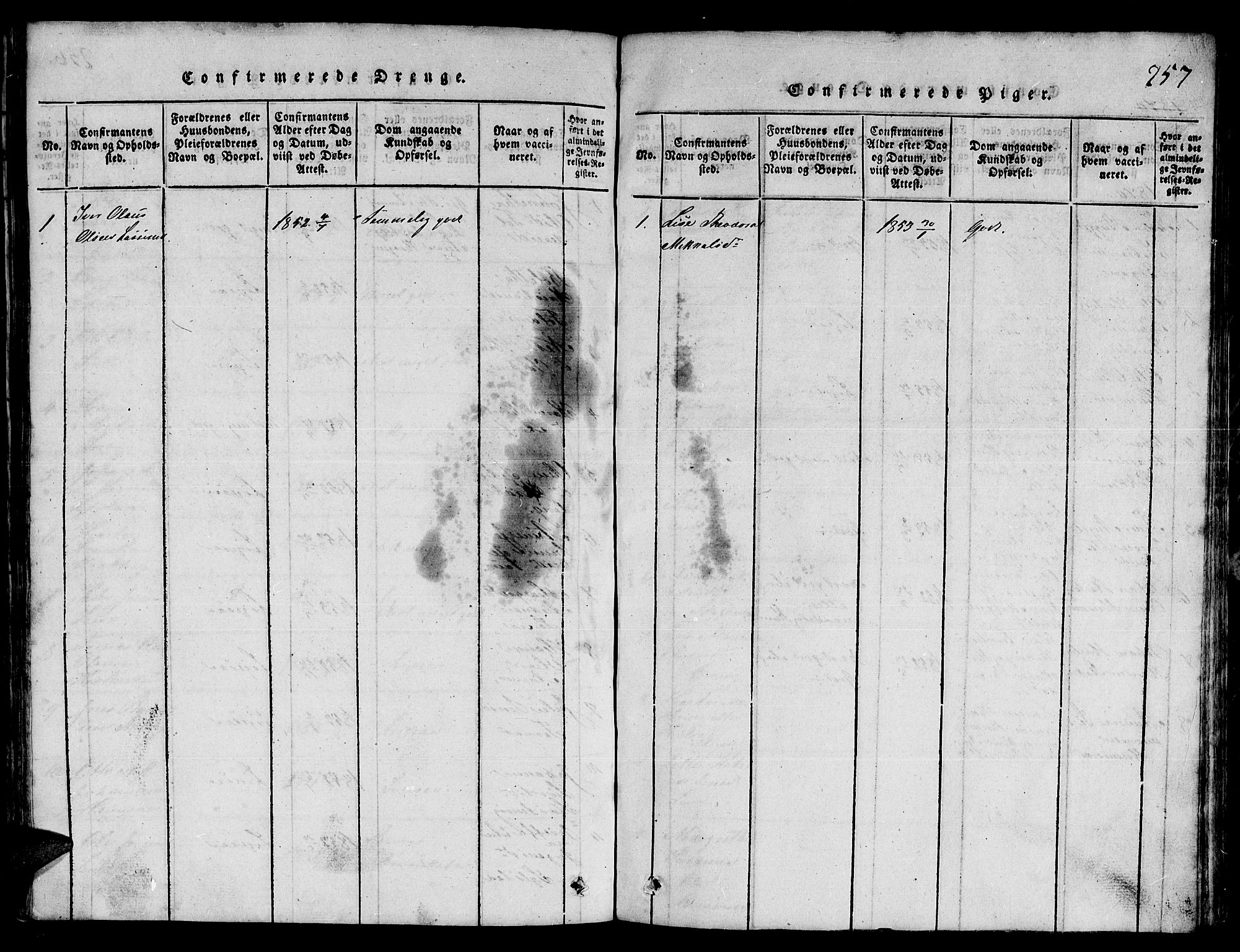 Ministerialprotokoller, klokkerbøker og fødselsregistre - Nord-Trøndelag, SAT/A-1458/780/L0648: Parish register (copy) no. 780C01 /3, 1815-1877, p. 257