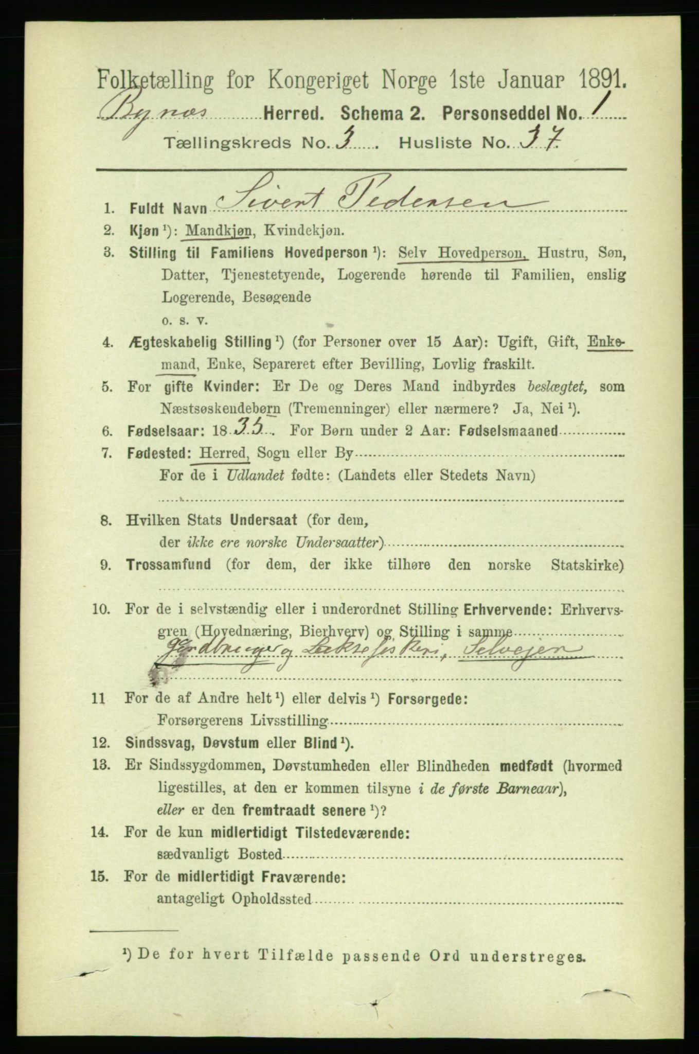 RA, 1891 census for 1655 Byneset, 1891, p. 1485