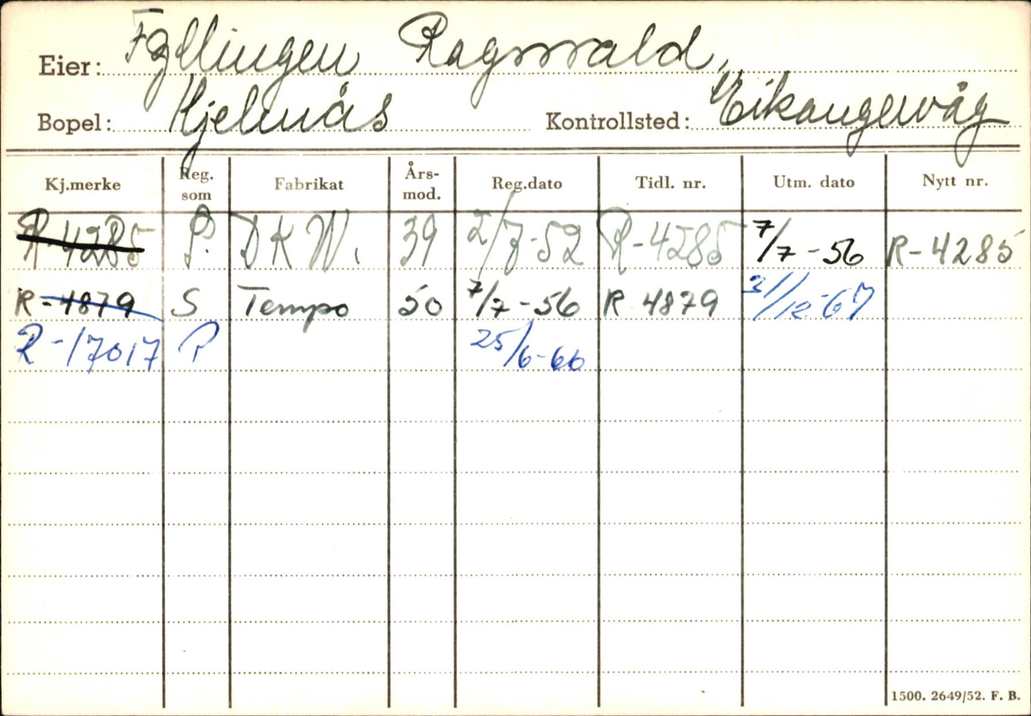 Statens vegvesen, Hordaland vegkontor, AV/SAB-A-5201/2/Ha/L0015: R-eierkort F-G, 1920-1971, p. 93