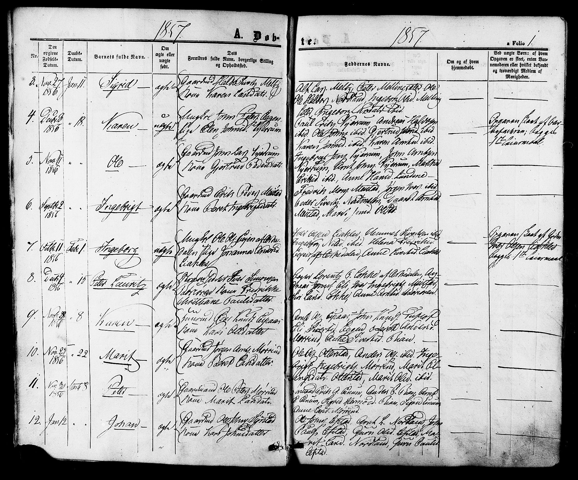 Ministerialprotokoller, klokkerbøker og fødselsregistre - Sør-Trøndelag, SAT/A-1456/665/L0772: Parish register (official) no. 665A07, 1856-1878, p. 1