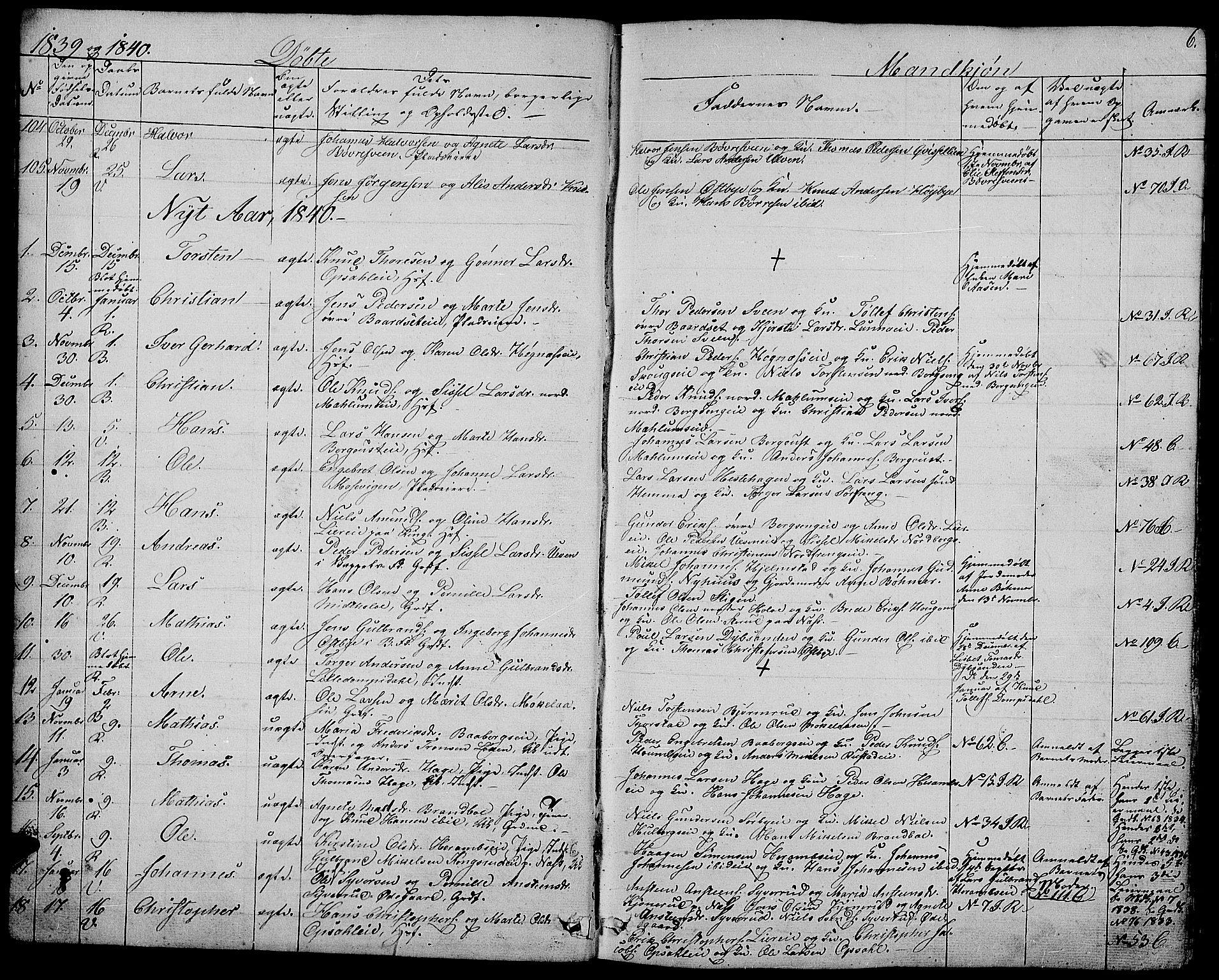 Ringsaker prestekontor, AV/SAH-PREST-014/L/La/L0005: Parish register (copy) no. 5, 1839-1850, p. 6