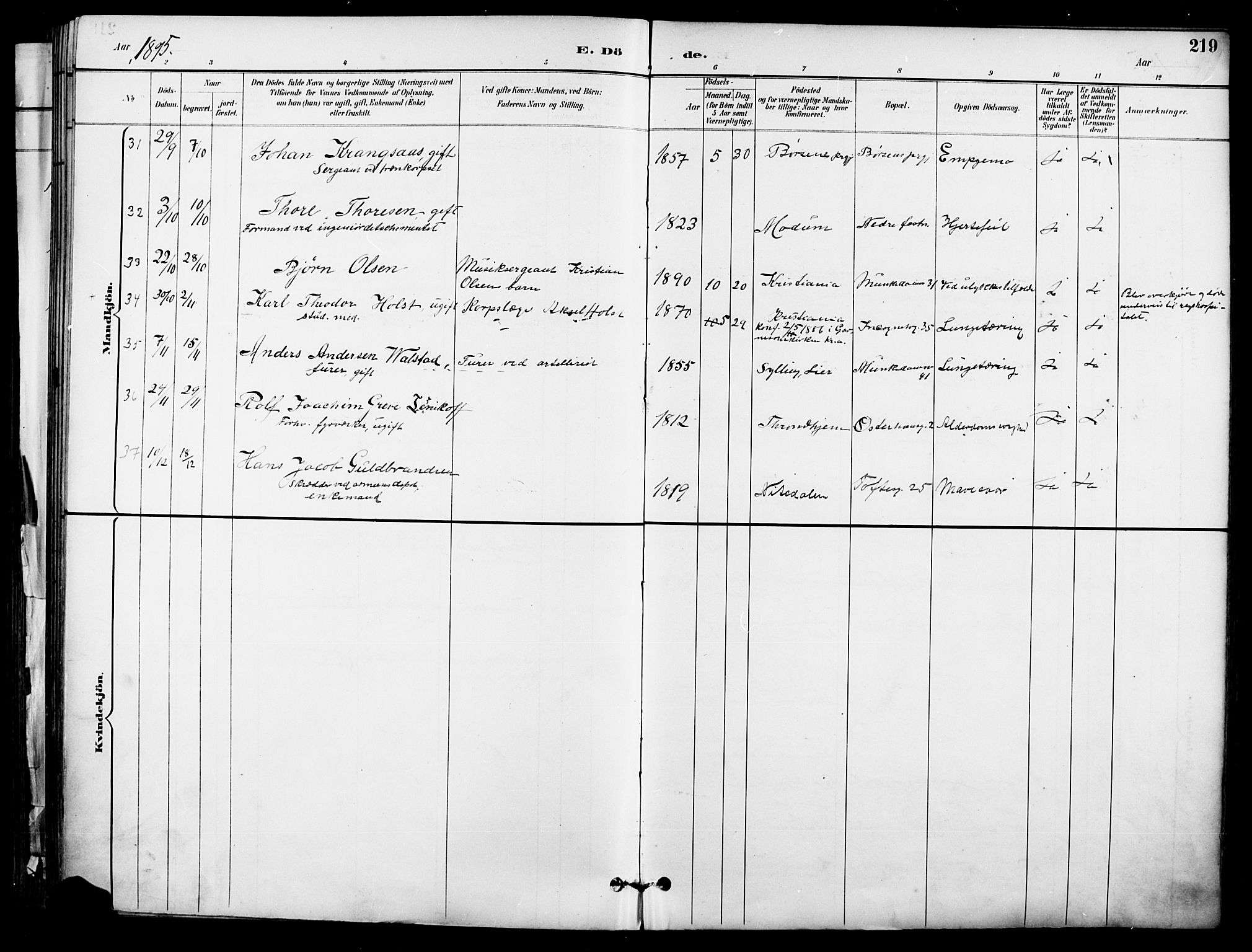 Garnisonsmenigheten Kirkebøker, SAO/A-10846/F/Fa/L0013: Parish register (official) no. 13, 1894-1904, p. 219
