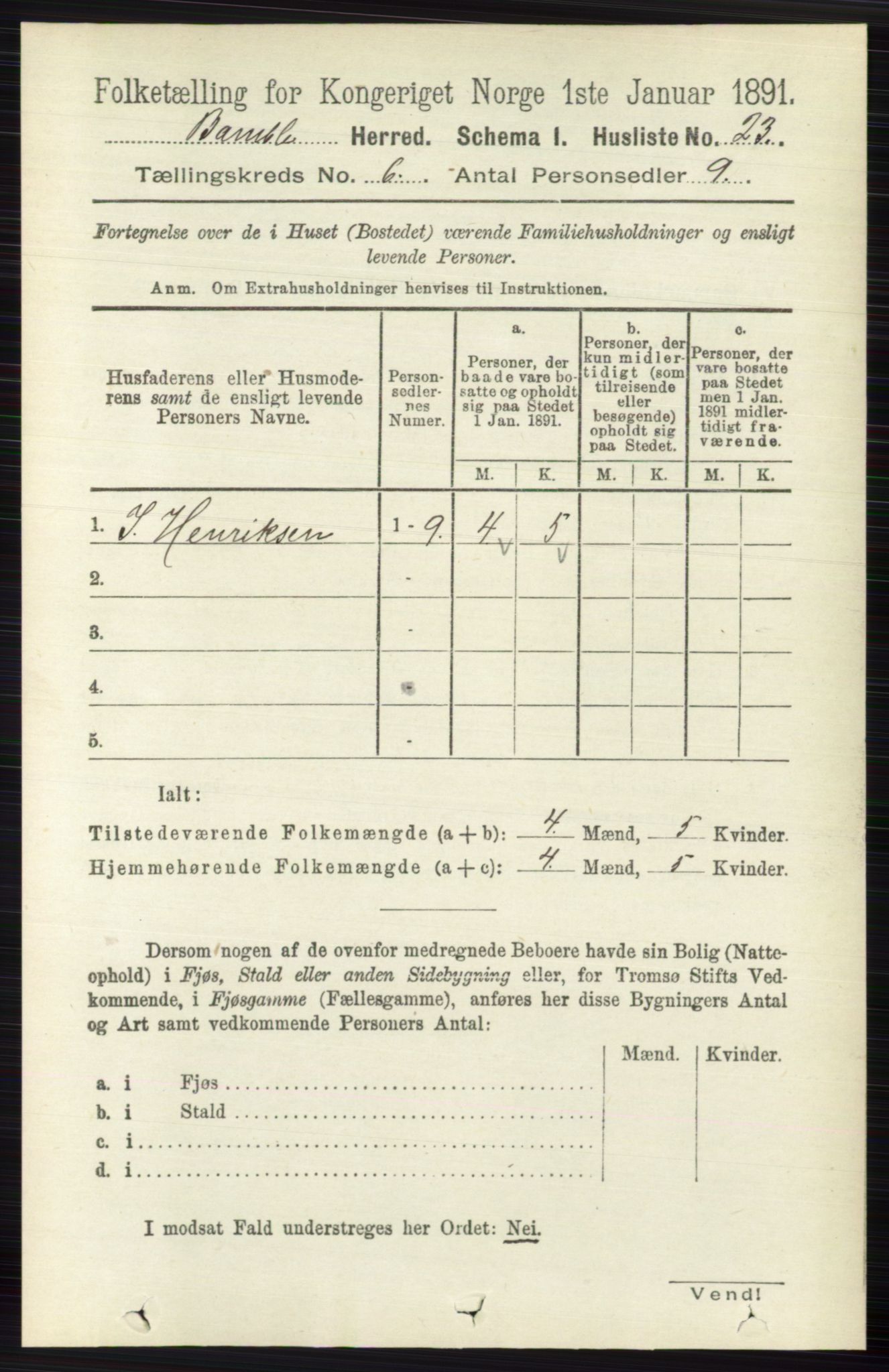 RA, 1891 census for 0814 Bamble, 1891, p. 2678