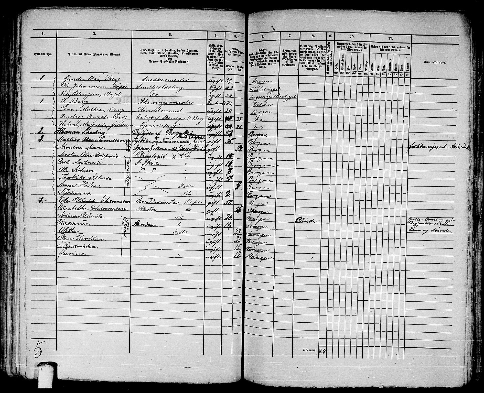 RA, 1865 census for Bergen, 1865, p. 1312