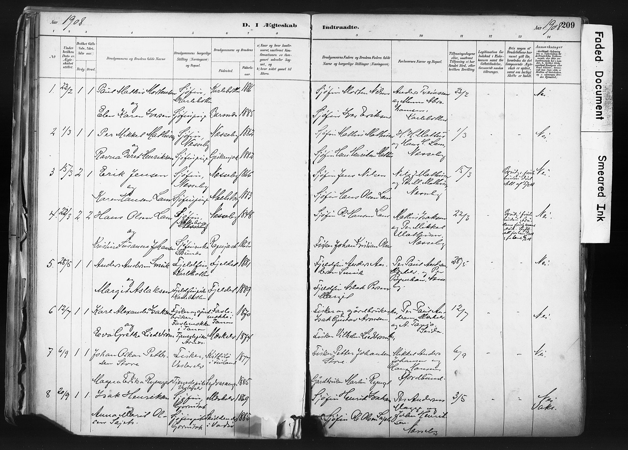 Nesseby sokneprestkontor, SATØ/S-1330/H/Ha/L0006kirke: Parish register (official) no. 6, 1885-1985, p. 209