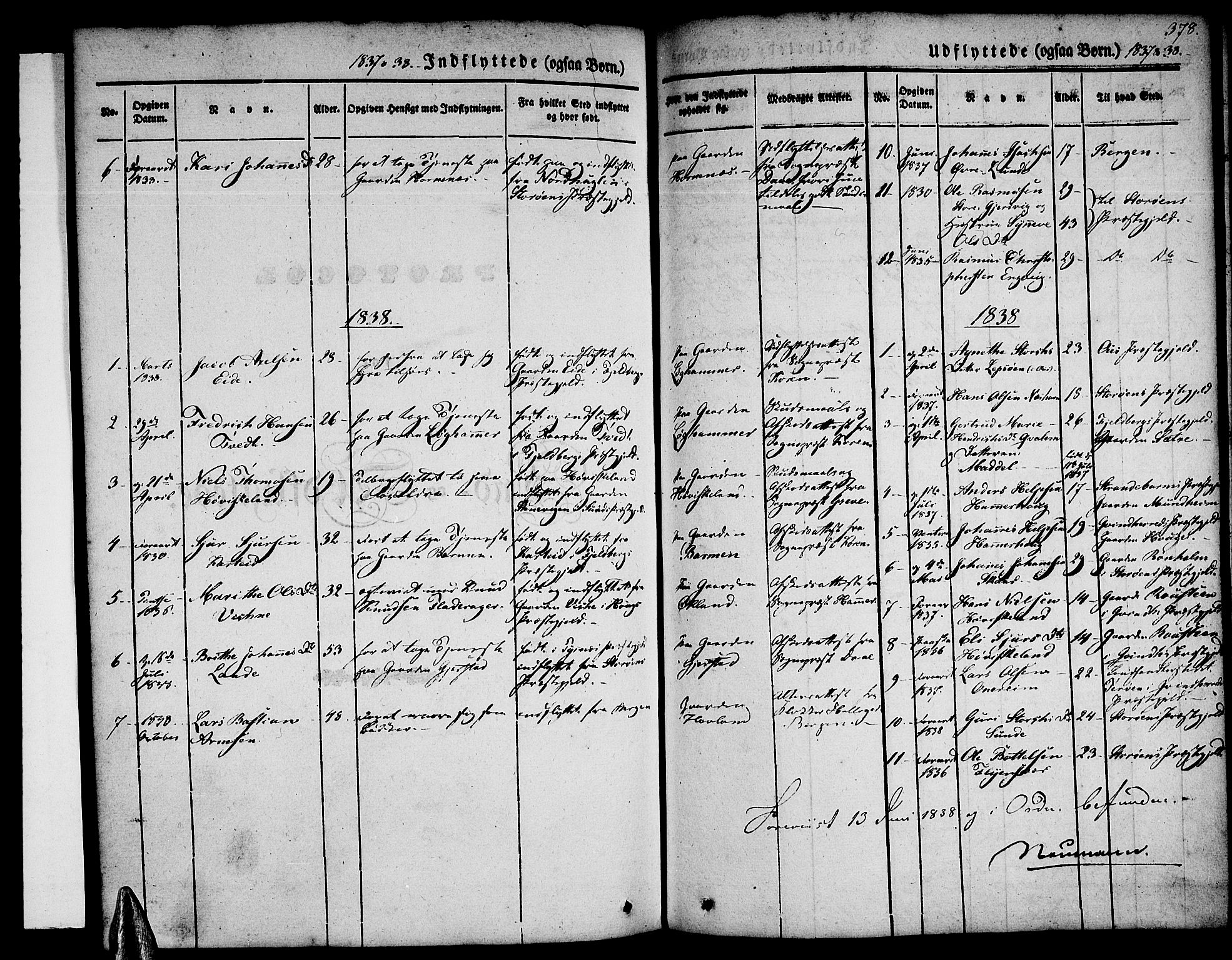 Tysnes sokneprestembete, AV/SAB-A-78601/H/Haa: Parish register (official) no. A 9, 1837-1848, p. 378