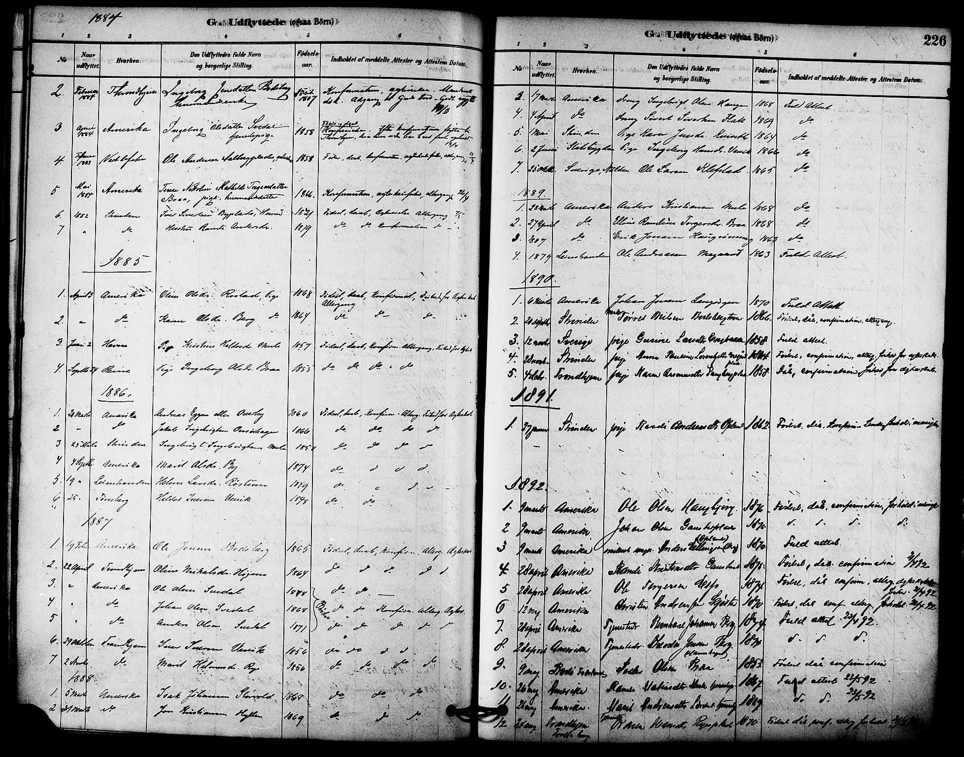 Ministerialprotokoller, klokkerbøker og fødselsregistre - Sør-Trøndelag, SAT/A-1456/612/L0378: Parish register (official) no. 612A10, 1878-1897, p. 226