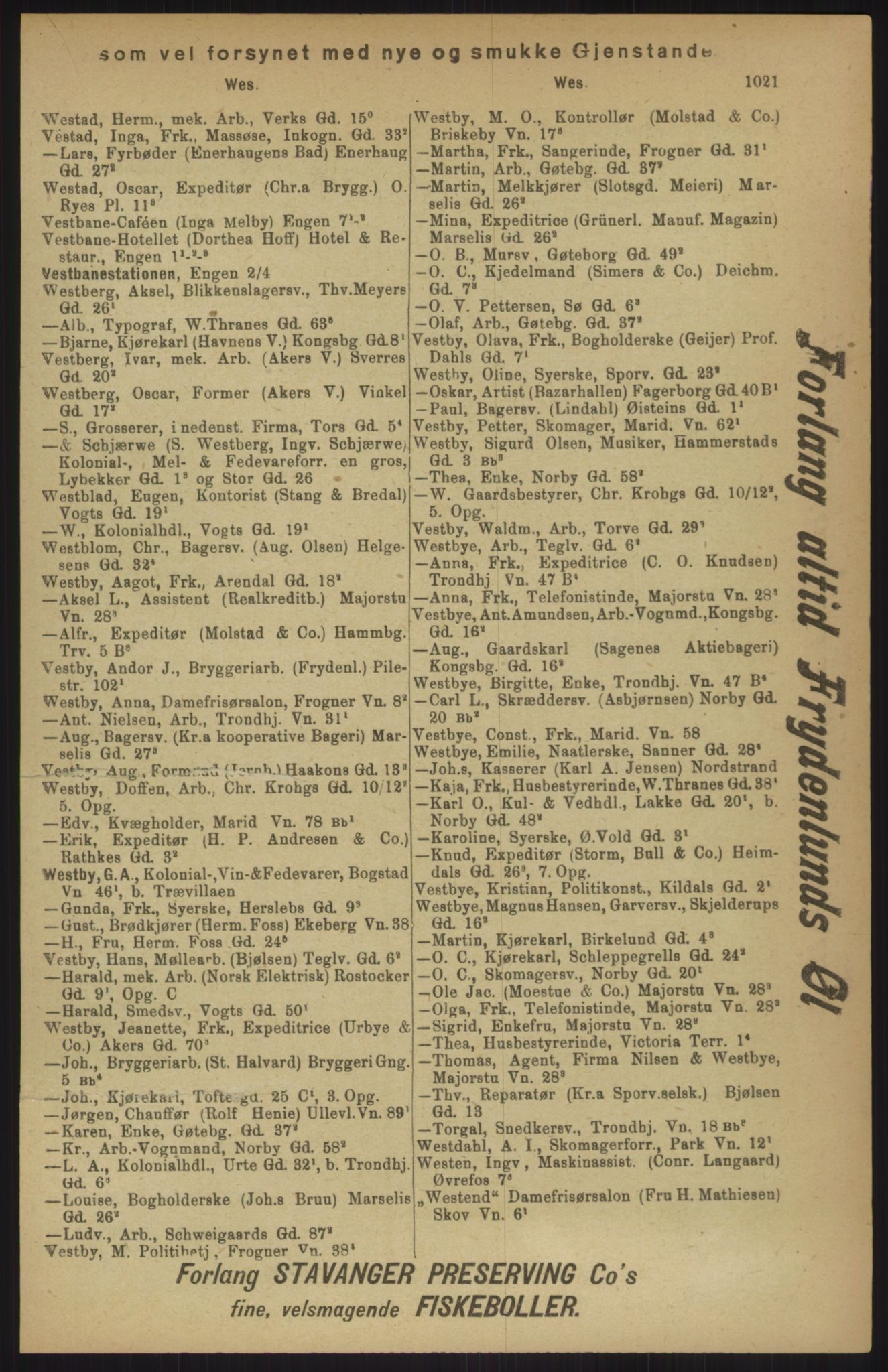 Kristiania/Oslo adressebok, PUBL/-, 1911, p. 1021