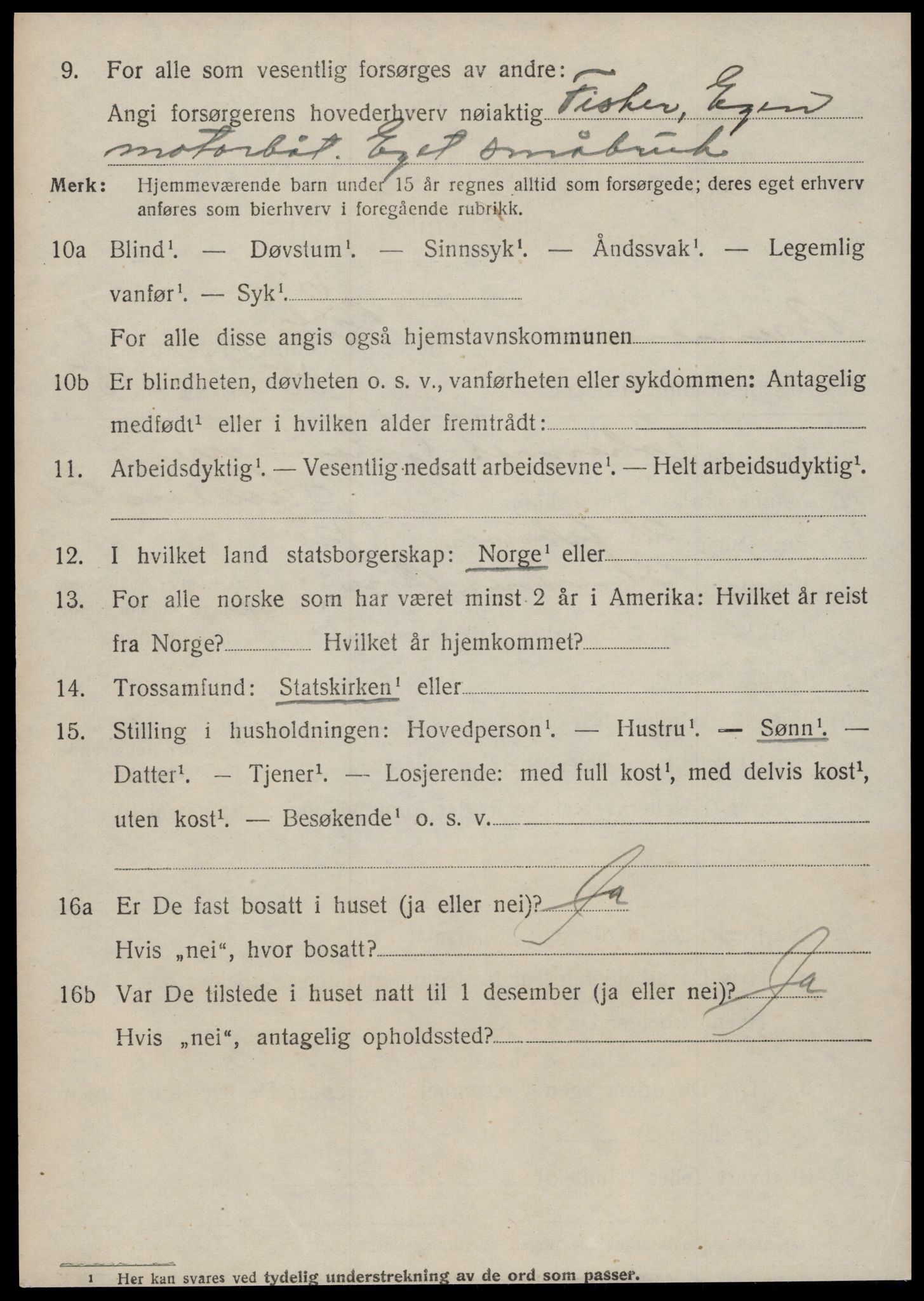 SAT, 1920 census for Bremsnes, 1920, p. 9626