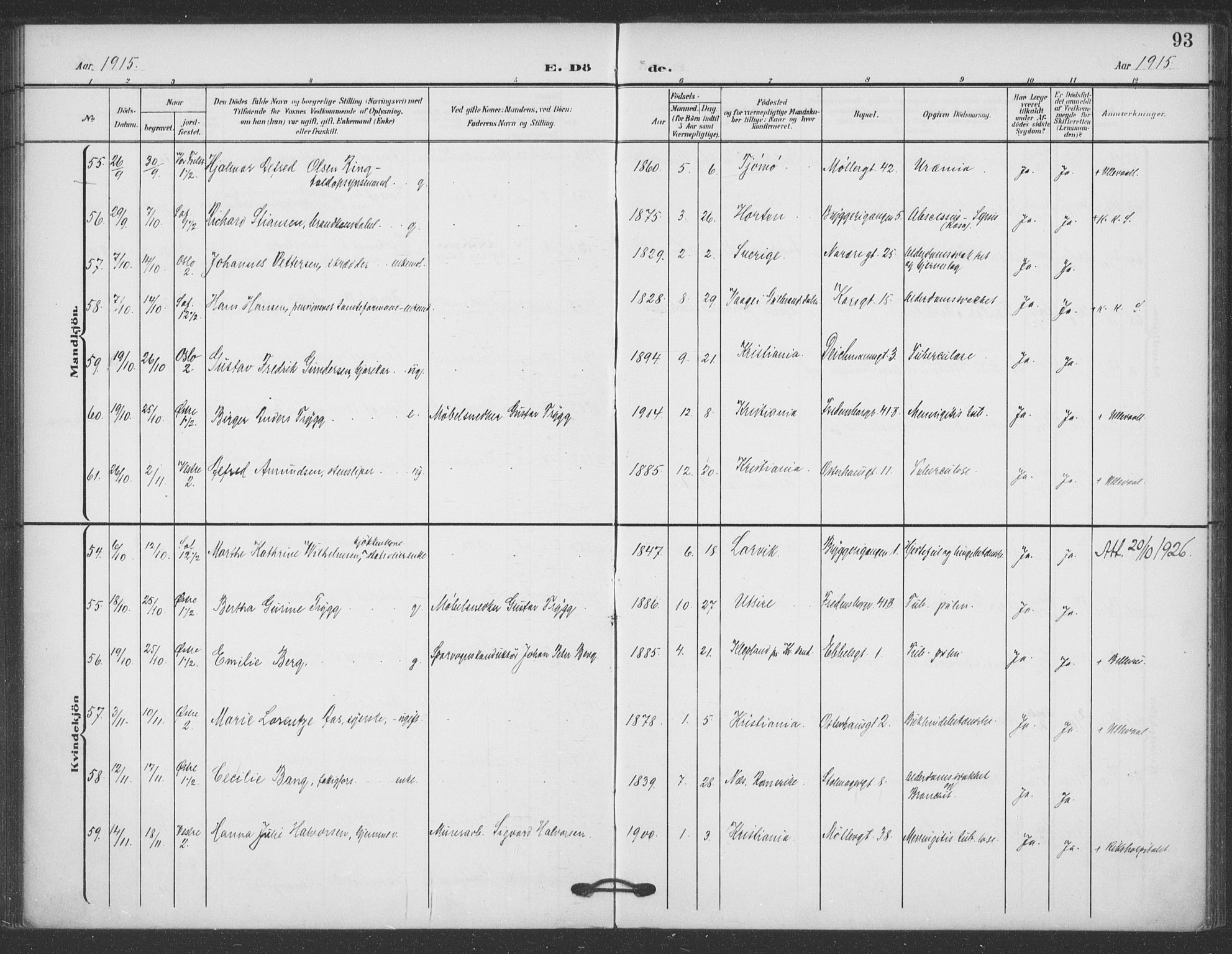 Jakob prestekontor Kirkebøker, AV/SAO-A-10850/F/Fa/L0011: Parish register (official) no. 11, 1906-1920, p. 93