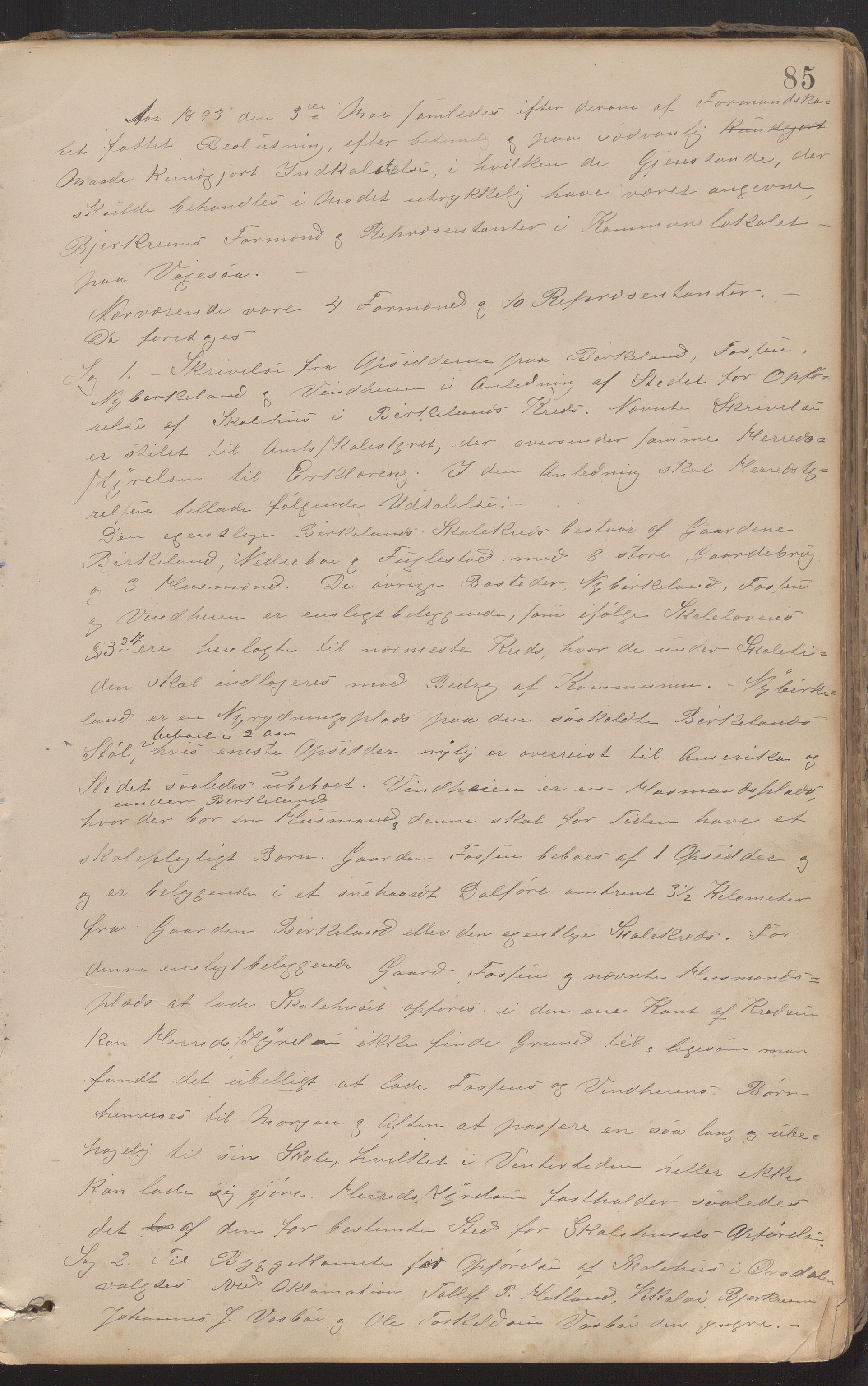 Bjerkreim kommune - Formannskapet/Sentraladministrasjonen, IKAR/K-101531/A/Aa/L0002: Møtebok, 1884-1903, p. 85a