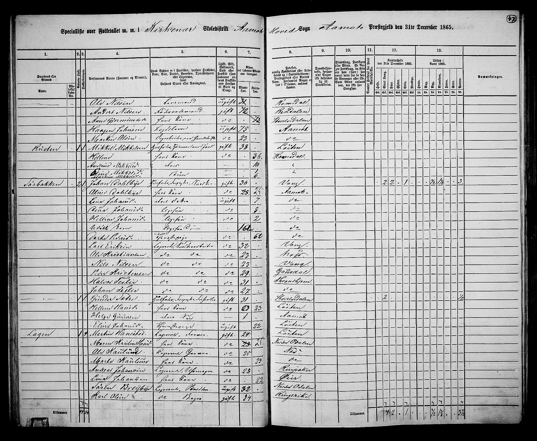 RA, 1865 census for Åmot, 1865, p. 44