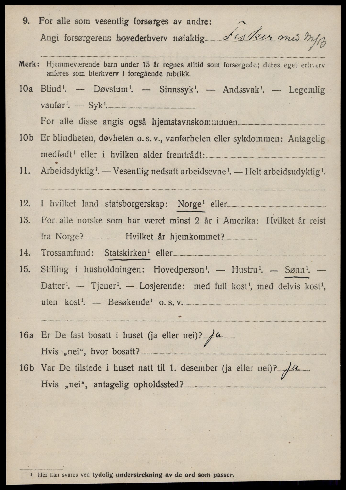 SAT, 1920 census for Ulstein, 1920, p. 5345