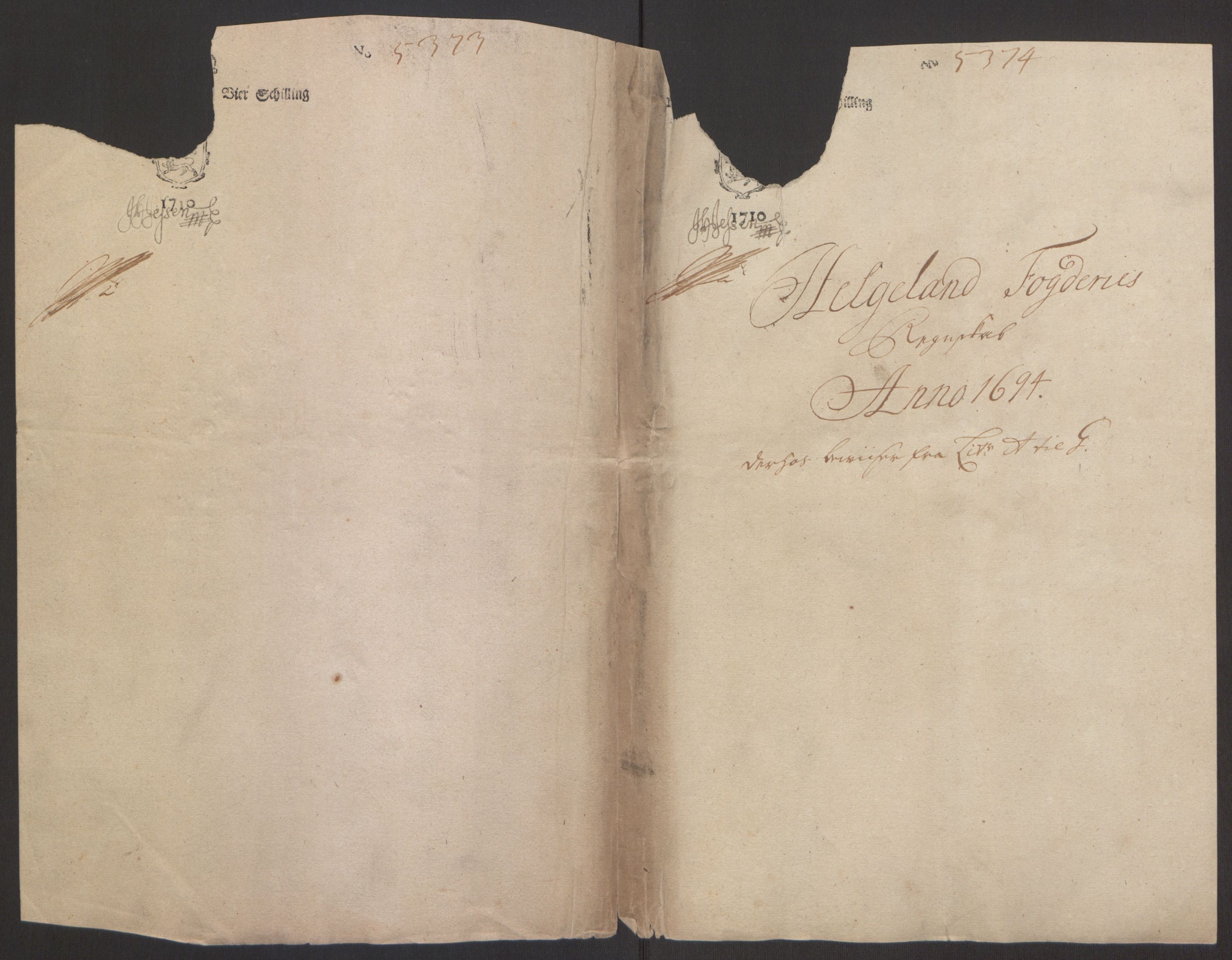 Rentekammeret inntil 1814, Reviderte regnskaper, Fogderegnskap, RA/EA-4092/R65/L4505: Fogderegnskap Helgeland, 1693-1696, p. 157