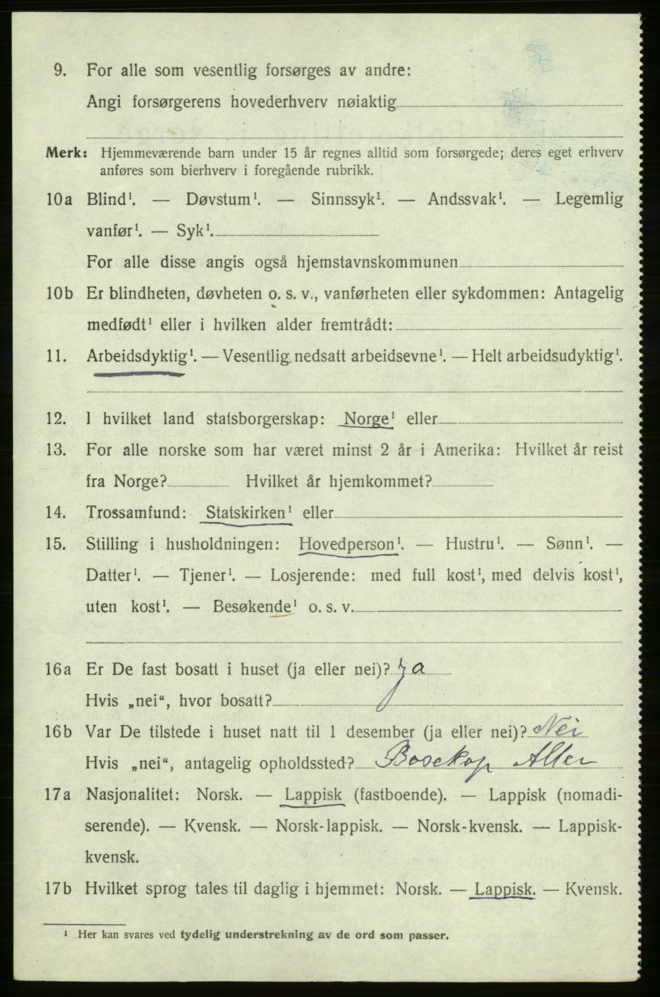 SATØ, 1920 census for , 1920, p. 503