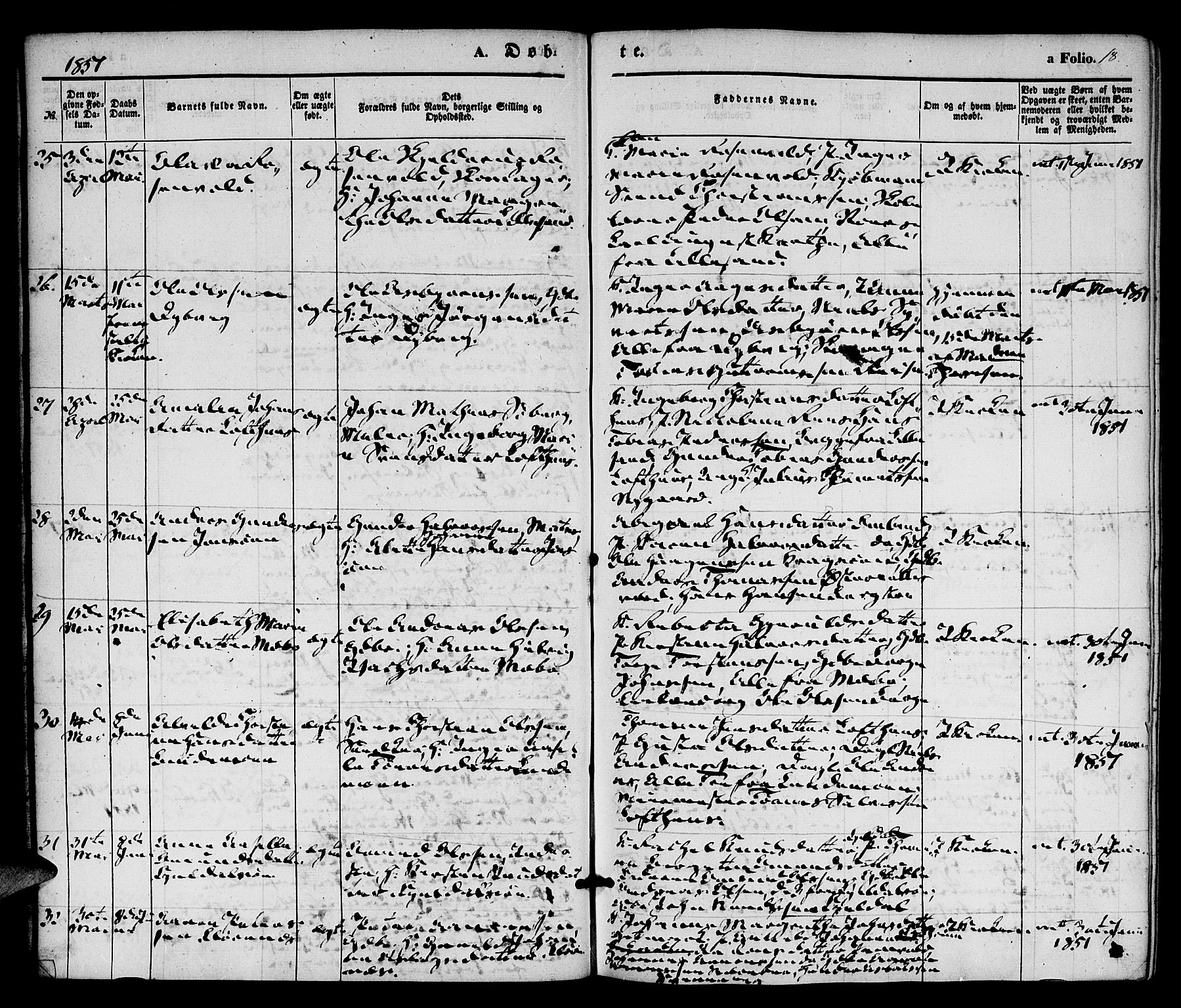 Vestre Moland sokneprestkontor, AV/SAK-1111-0046/F/Fa/Fab/L0006: Parish register (official) no. A 6, 1850-1858, p. 18