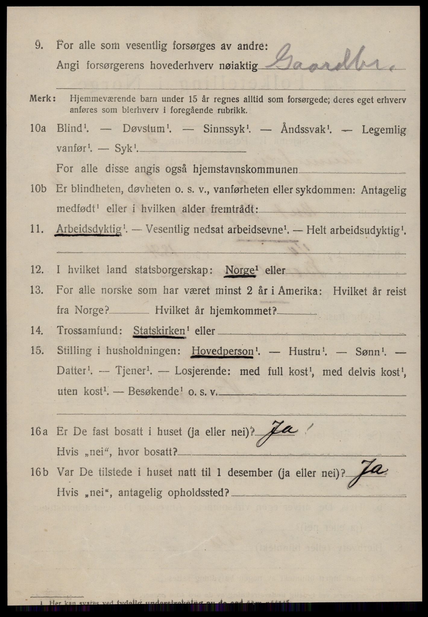 SAT, 1920 census for Sunnylven, 1920, p. 1897