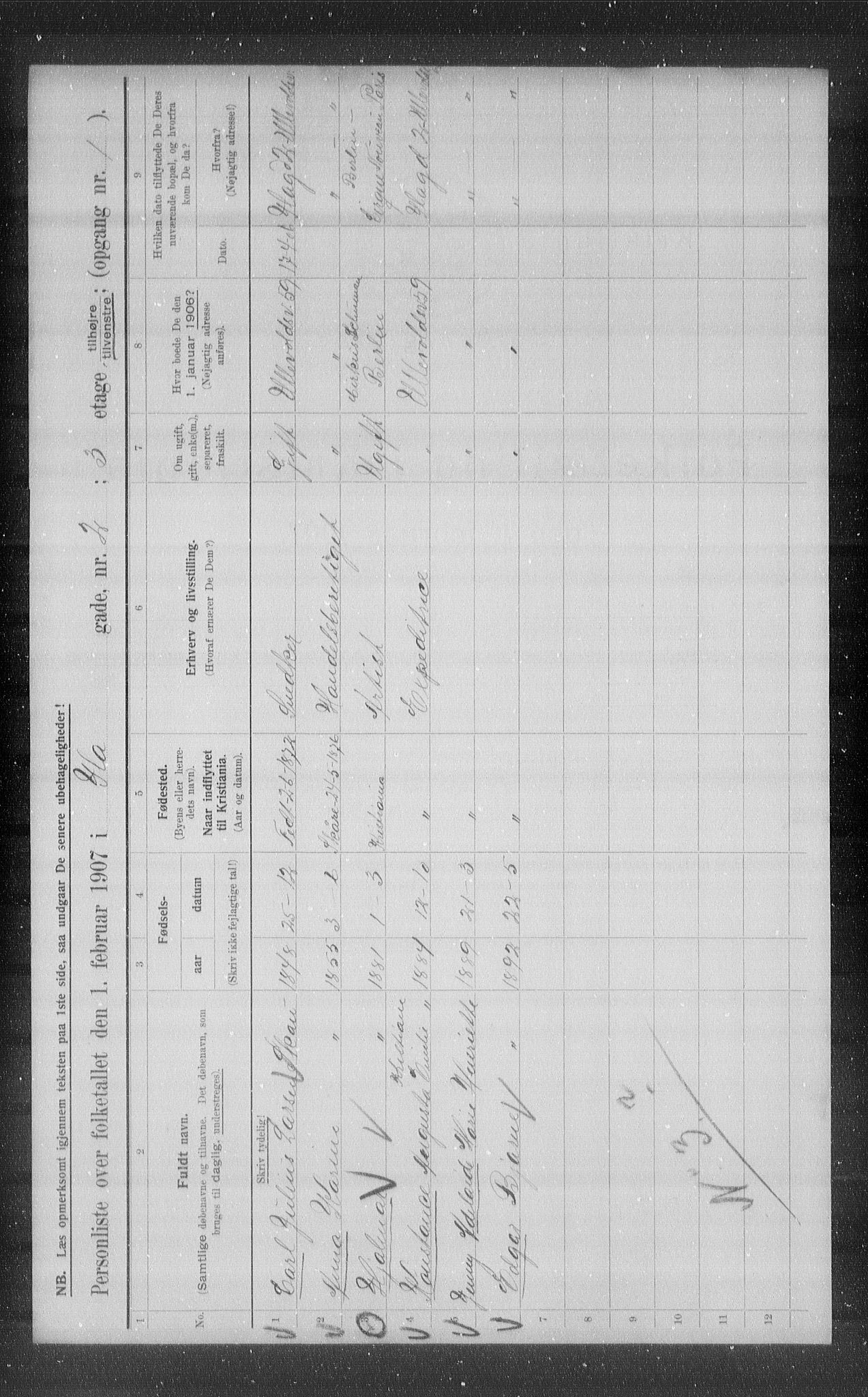 OBA, Municipal Census 1907 for Kristiania, 1907, p. 22155