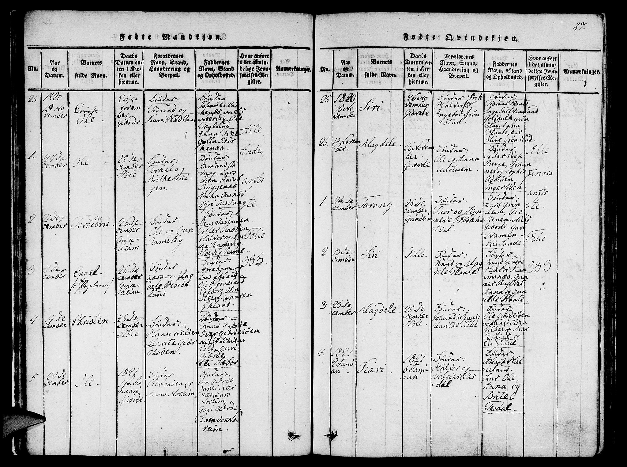 Etne sokneprestembete, AV/SAB-A-75001/H/Haa: Parish register (official) no. A 6, 1815-1831, p. 27