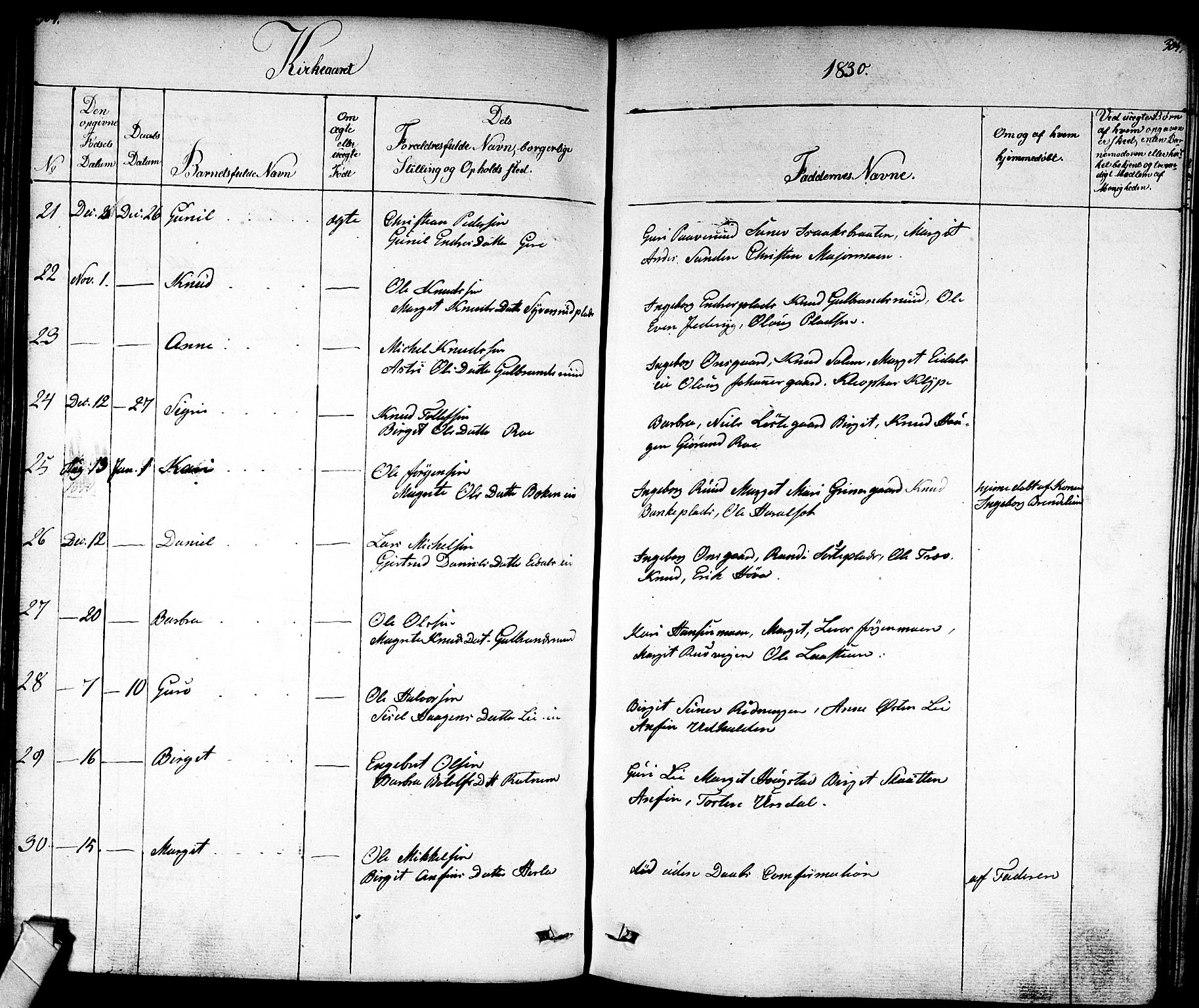 Nes kirkebøker, SAKO/A-236/F/Fa/L0008: Parish register (official) no. 8, 1824-1834, p. 304-305