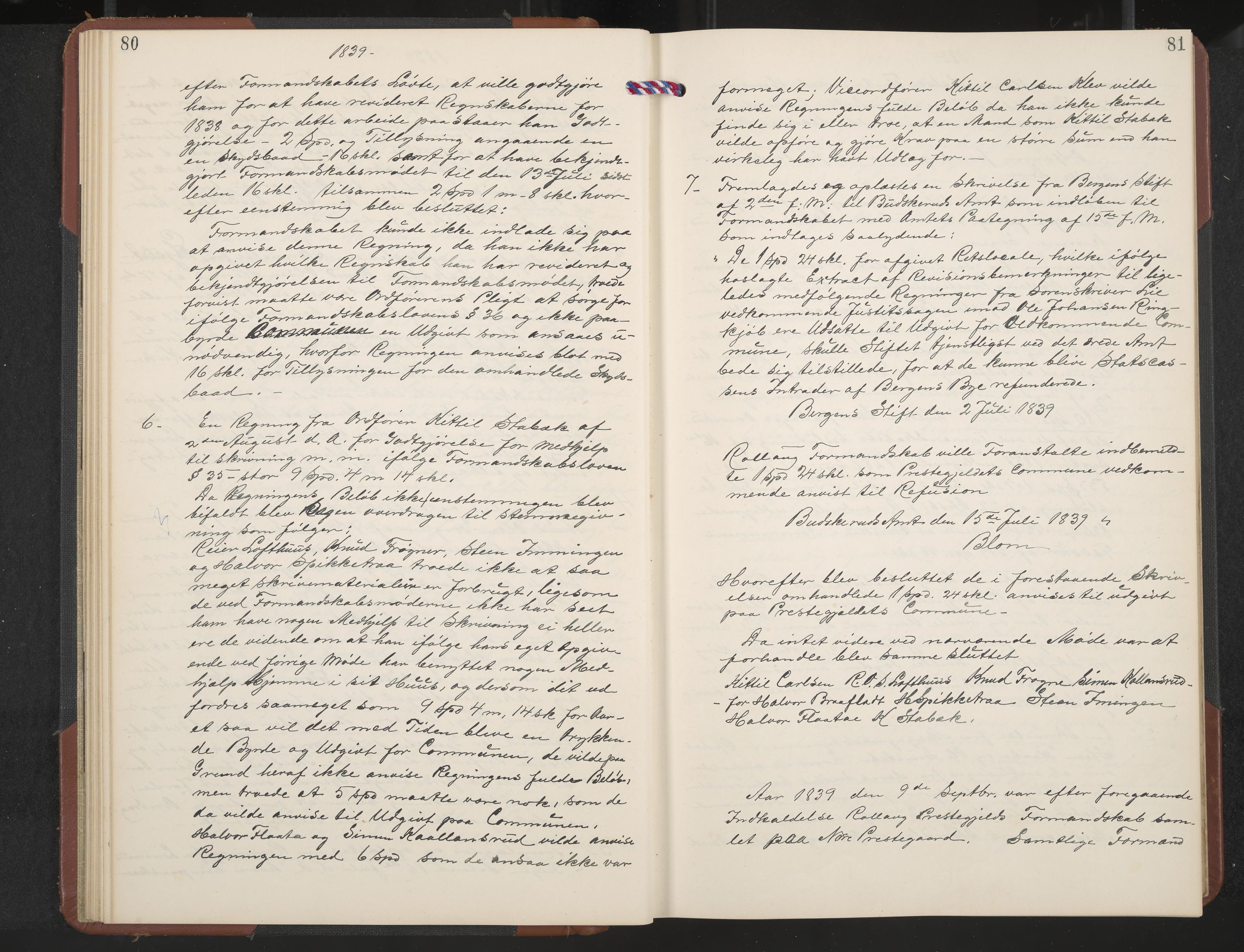 Rollag formannskap og sentraladministrasjon, IKAK/0632021-2/A/Aa/L0001: Møtebok med register, 1837-1859, p. 80-81