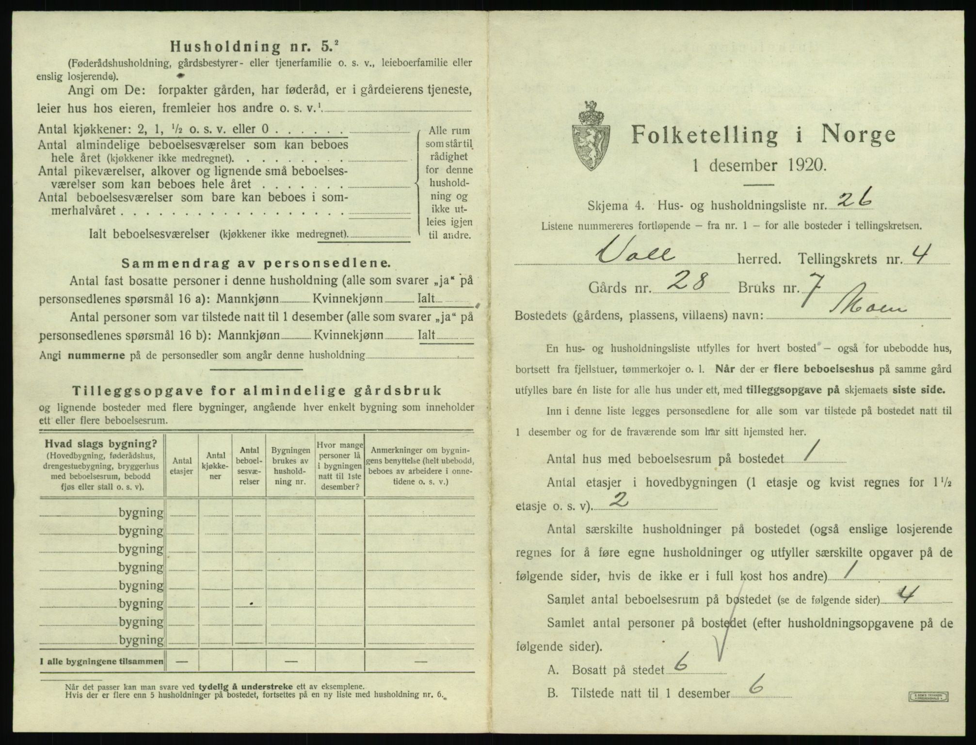 SAT, 1920 census for Voll, 1920, p. 313