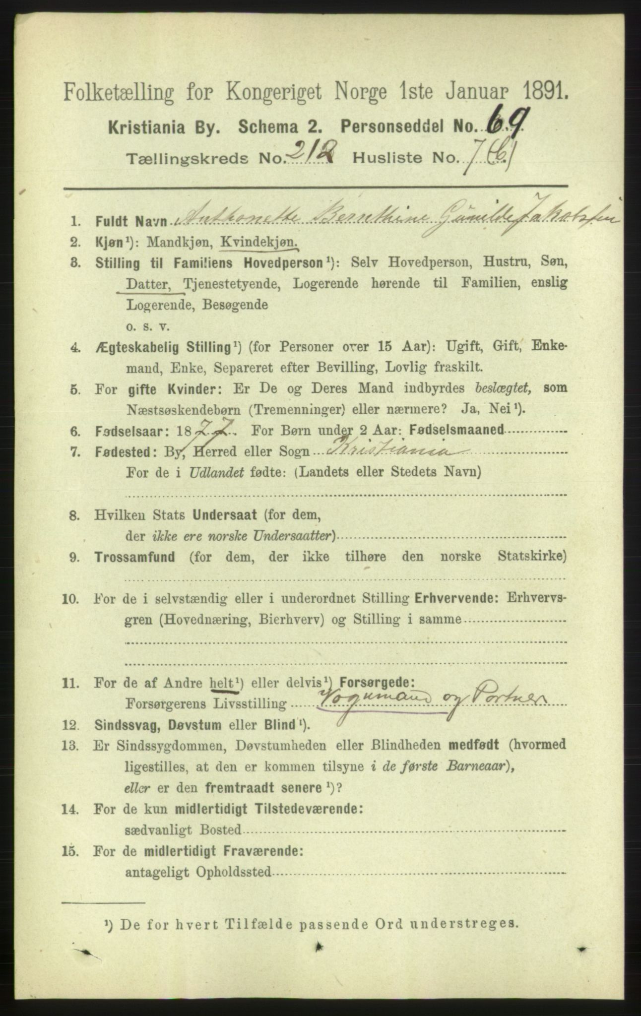 RA, 1891 census for 0301 Kristiania, 1891, p. 126700