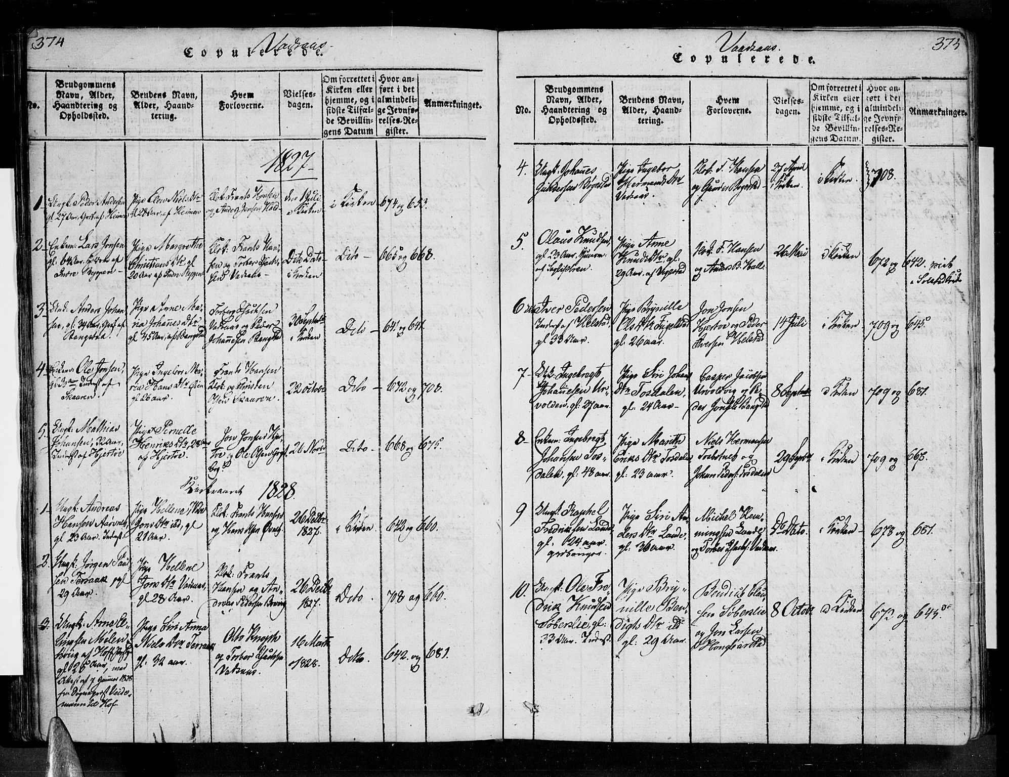 Ministerialprotokoller, klokkerbøker og fødselsregistre - Nordland, AV/SAT-A-1459/810/L0142: Parish register (official) no. 810A06 /1, 1819-1841, p. 374-375