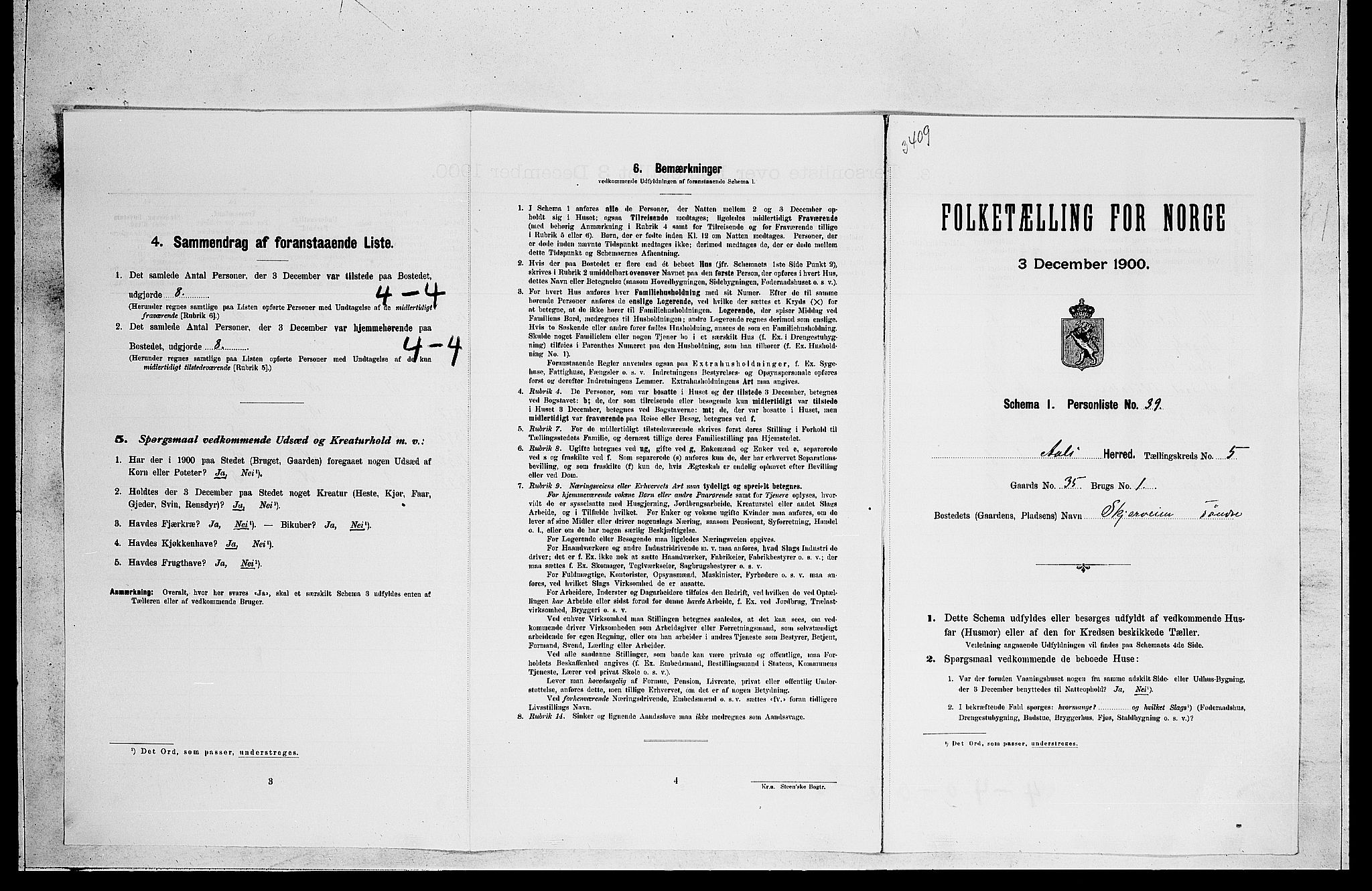 RA, 1900 census for Ål, 1900, p. 537