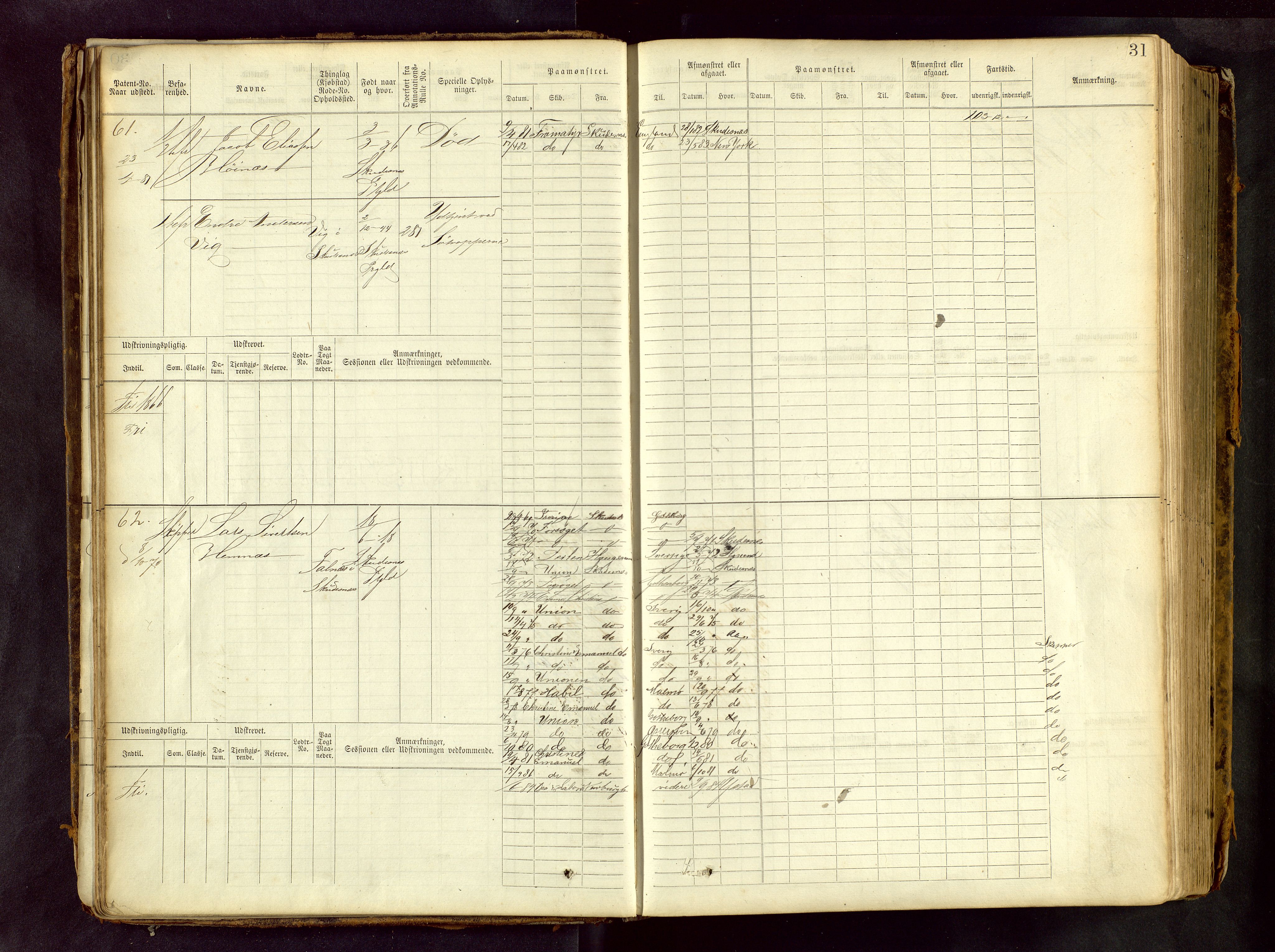 Haugesund sjømannskontor, AV/SAST-A-102007/F/Fb/Fbb/L0001: Sjøfartsrulle Skudenes krets No 1 - 958, 1860-1948, p. 31