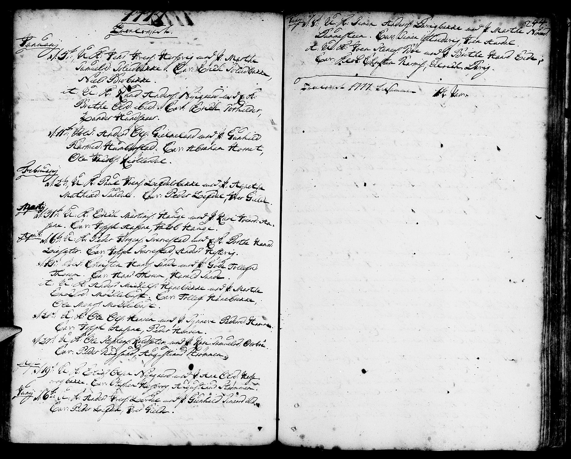 Davik sokneprestembete, AV/SAB-A-79701/H/Haa/Haaa/L0002: Parish register (official) no. A 2, 1742-1816, p. 244