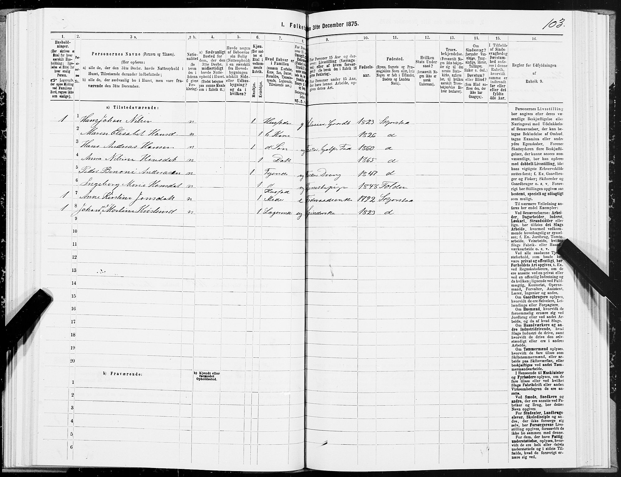 SAT, 1875 census for 1842P Skjerstad, 1875, p. 3103