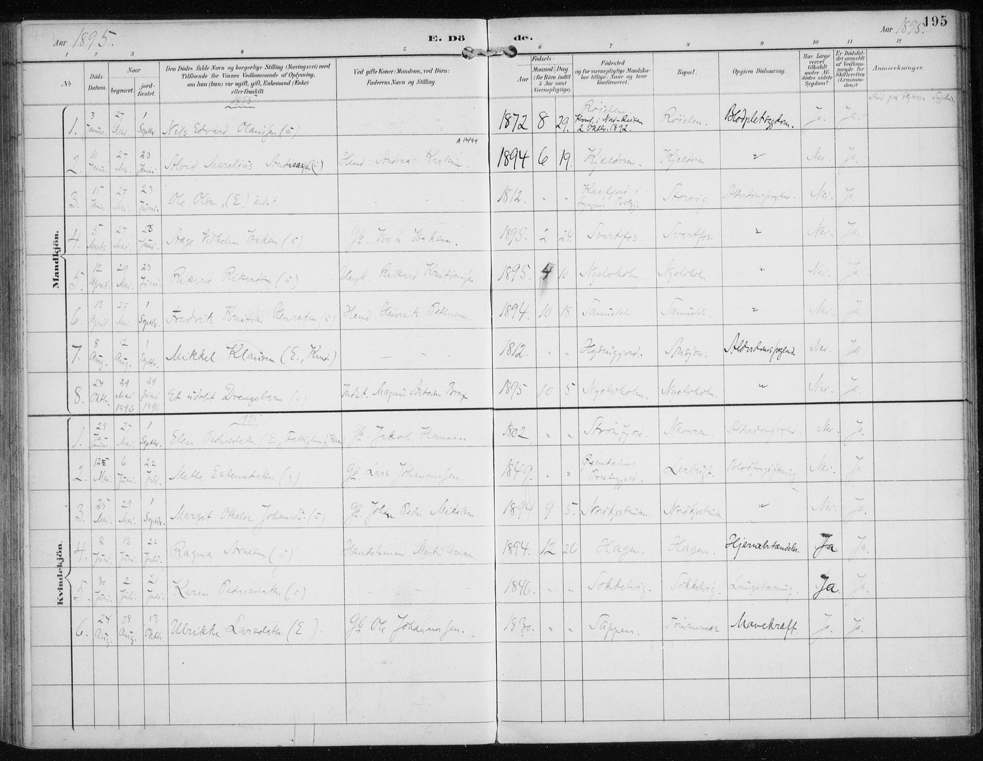 Skjervøy sokneprestkontor, SATØ/S-1300/H/Ha/Haa/L0017kirke: Parish register (official) no. 17, 1895-1911, p. 195