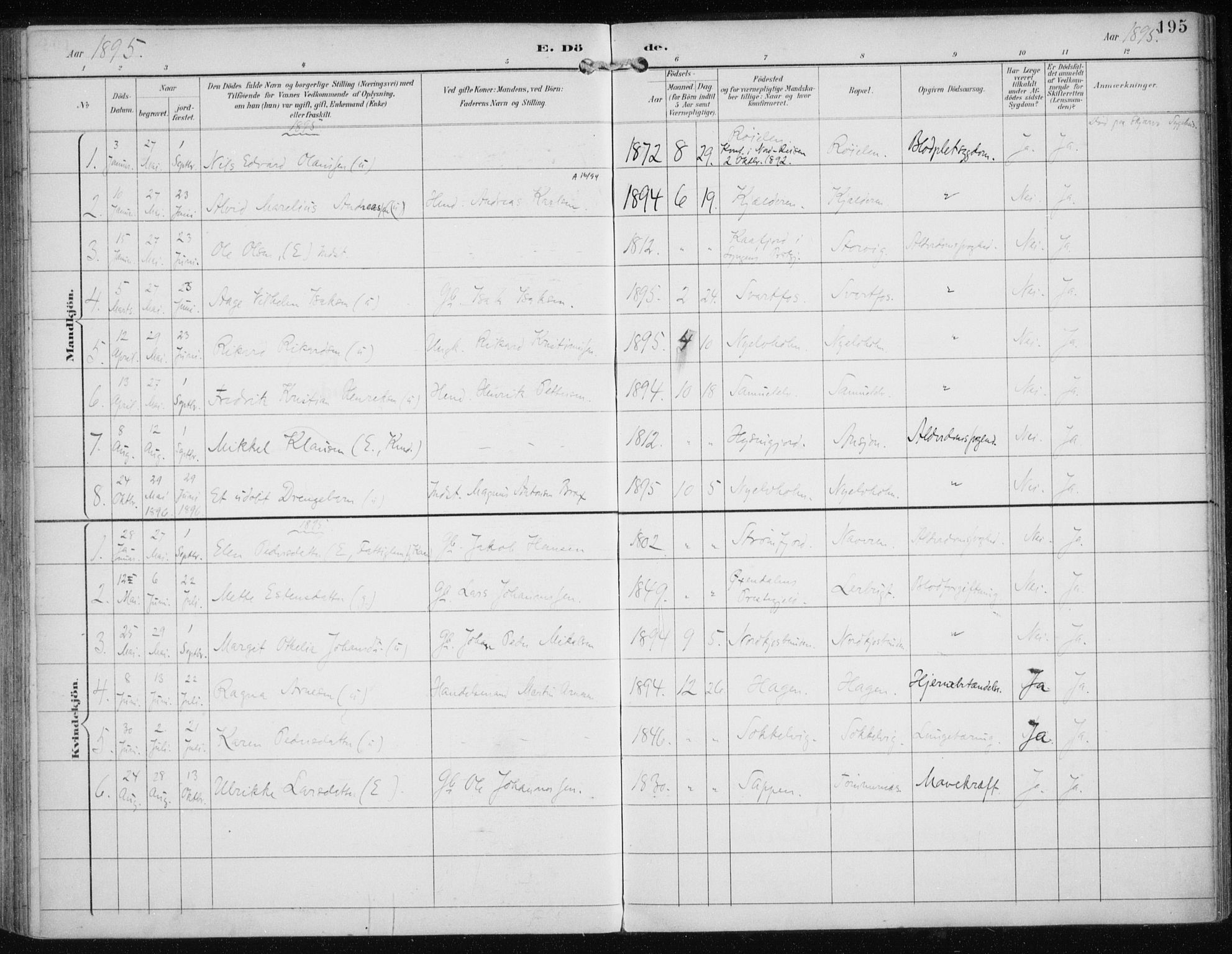 Skjervøy sokneprestkontor, AV/SATØ-S-1300/H/Ha/Haa/L0017kirke: Parish register (official) no. 17, 1895-1911, p. 195