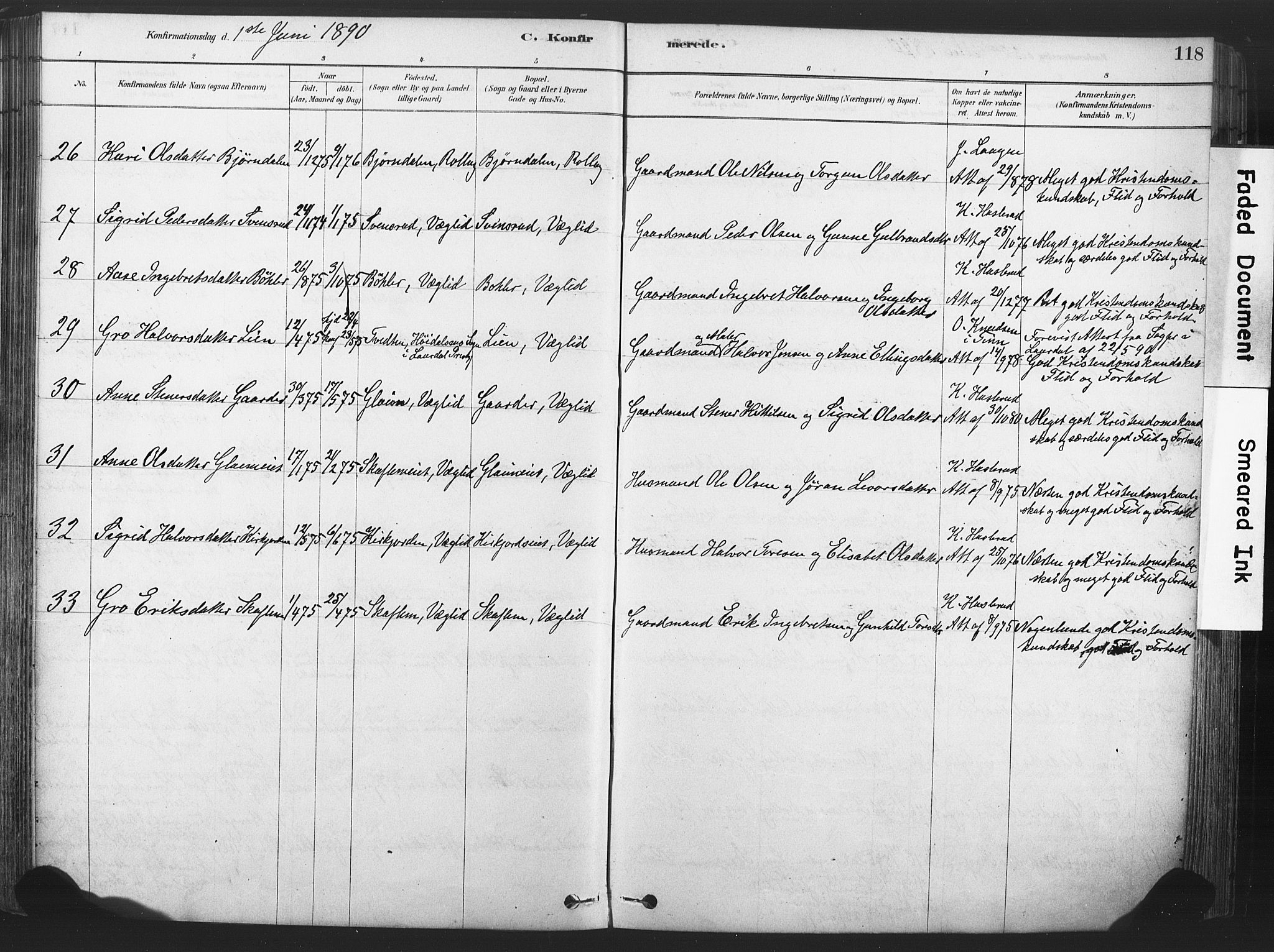 Rollag kirkebøker, AV/SAKO-A-240/F/Fa/L0011: Parish register (official) no. I 11, 1878-1902, p. 118