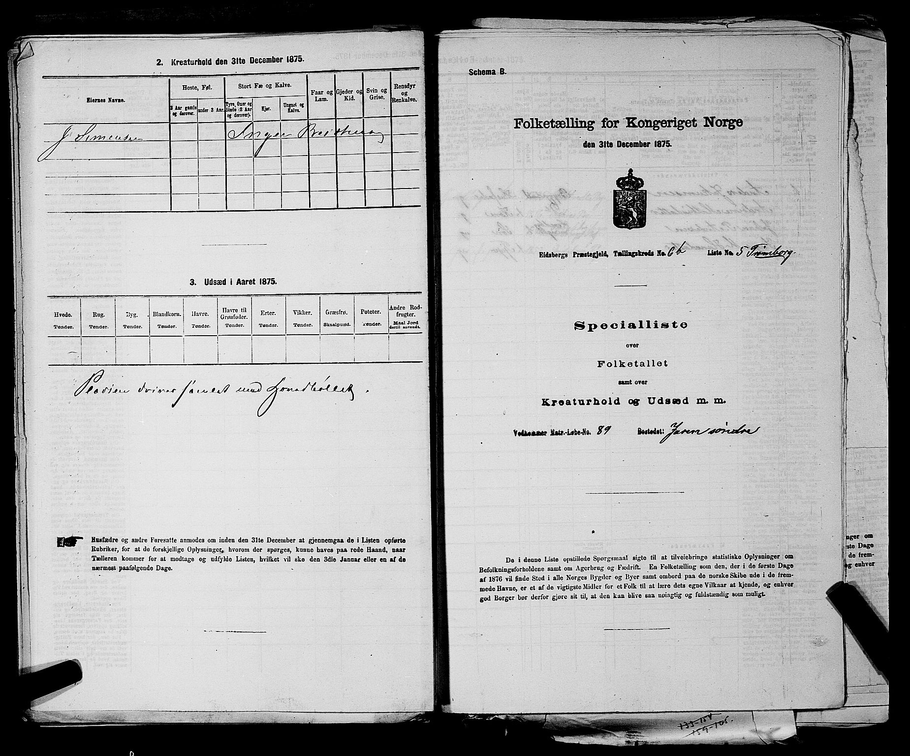 RA, 1875 census for 0125P Eidsberg, 1875, p. 1348