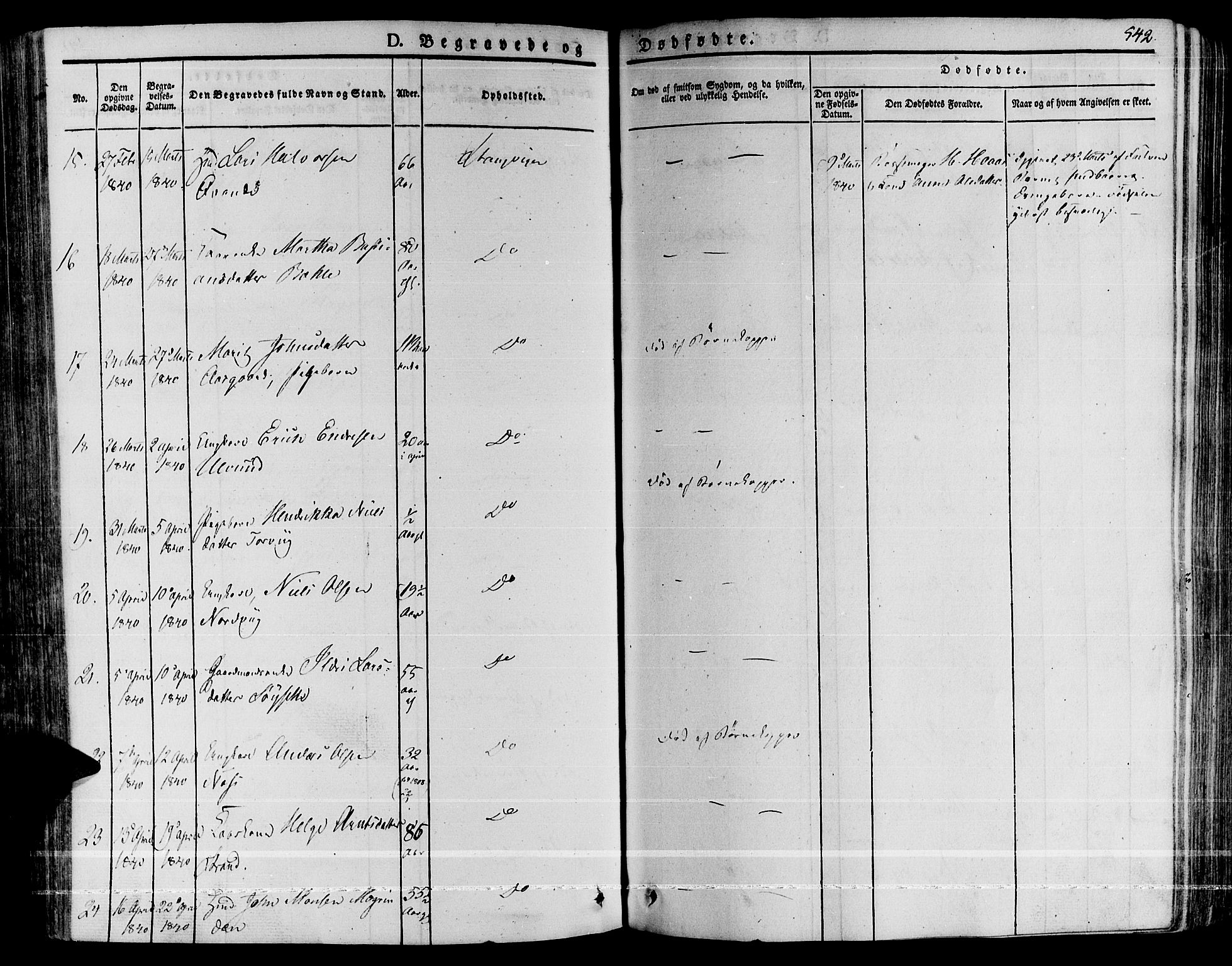 Ministerialprotokoller, klokkerbøker og fødselsregistre - Møre og Romsdal, AV/SAT-A-1454/592/L1024: Parish register (official) no. 592A03 /1, 1831-1849, p. 542