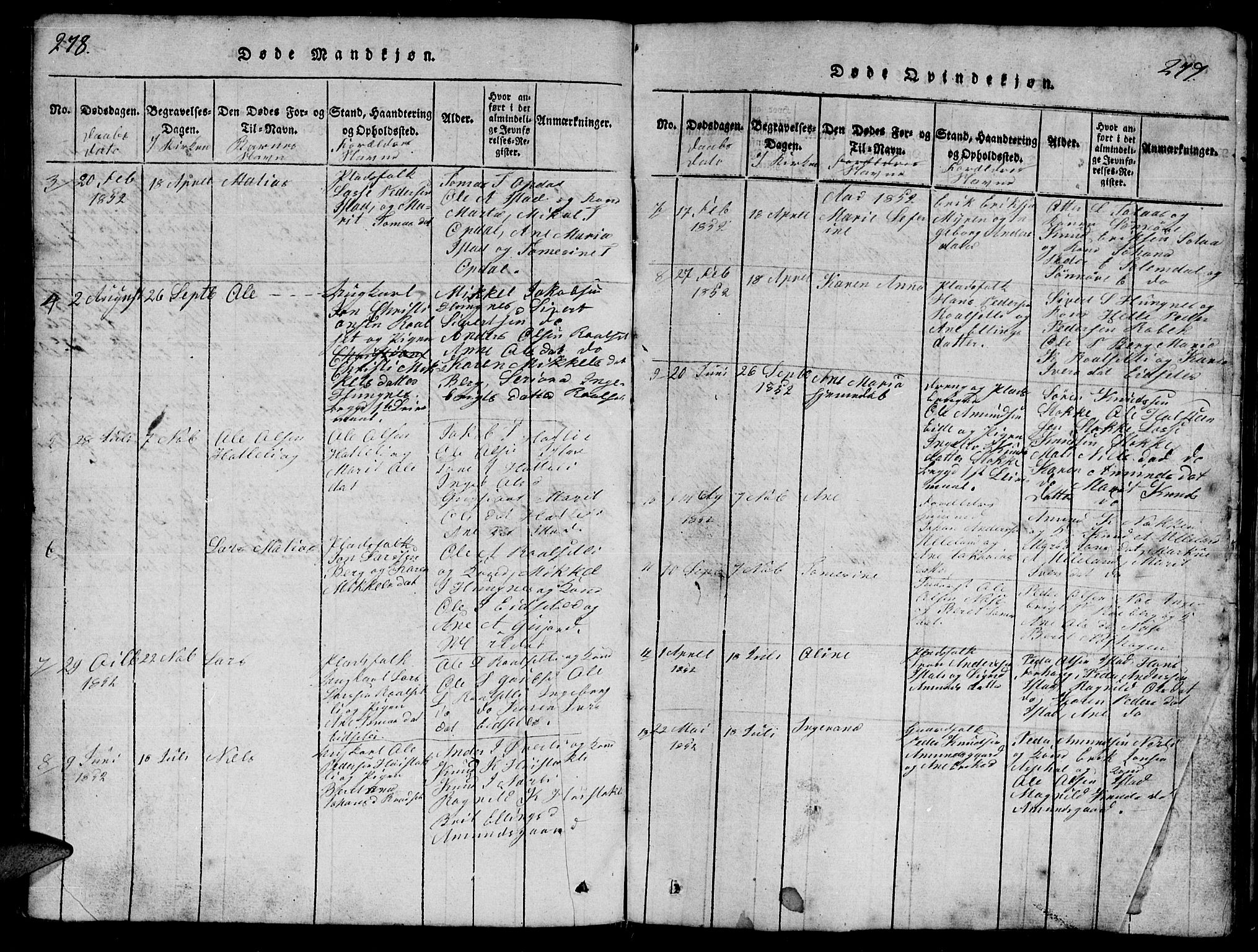 Ministerialprotokoller, klokkerbøker og fødselsregistre - Møre og Romsdal, AV/SAT-A-1454/557/L0683: Parish register (copy) no. 557C01, 1818-1862, p. 278-279