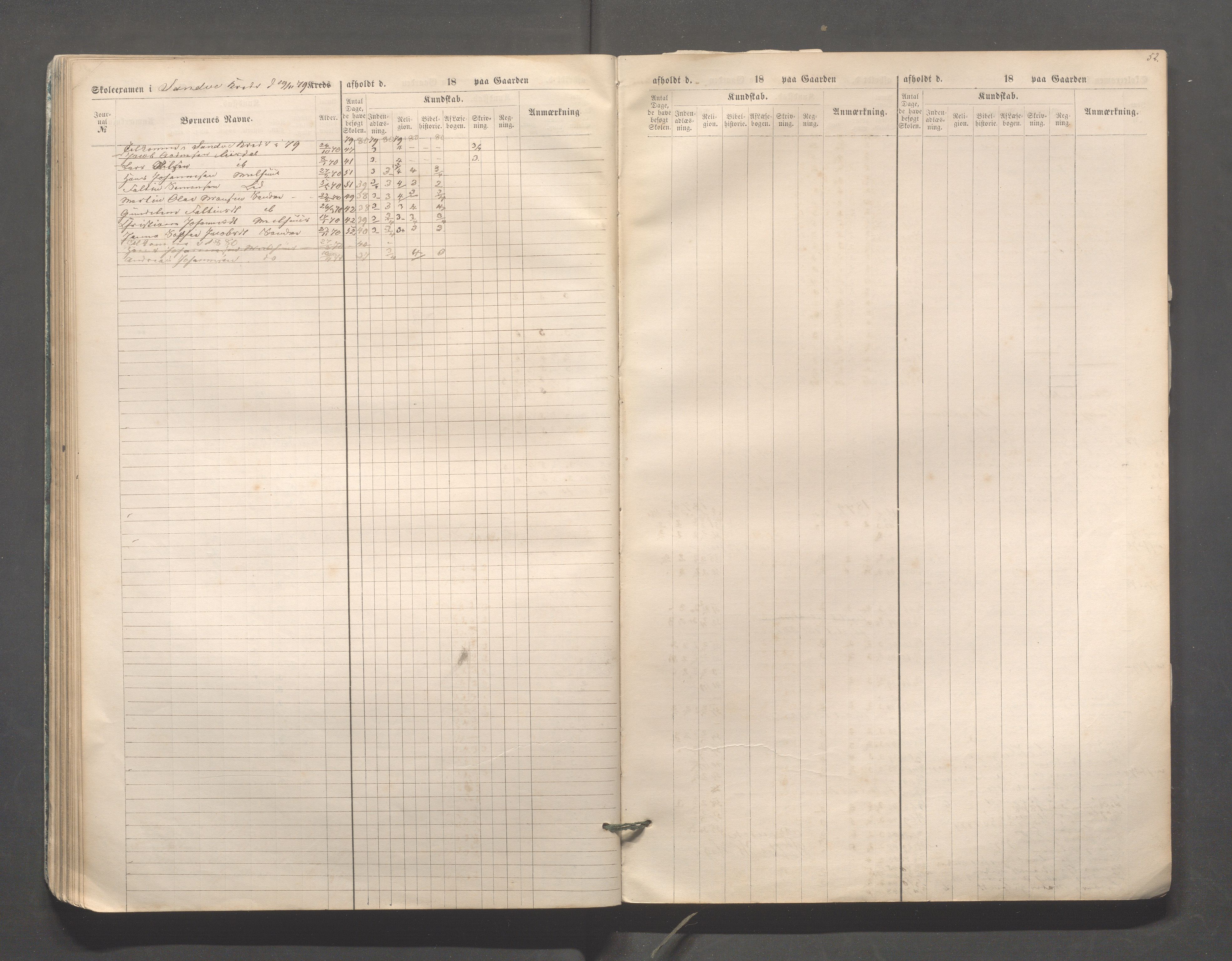 Skudenes kommune - Skudenes skole, IKAR/A-298/I/L0002: Eksamen, 1864-1883, p. 52