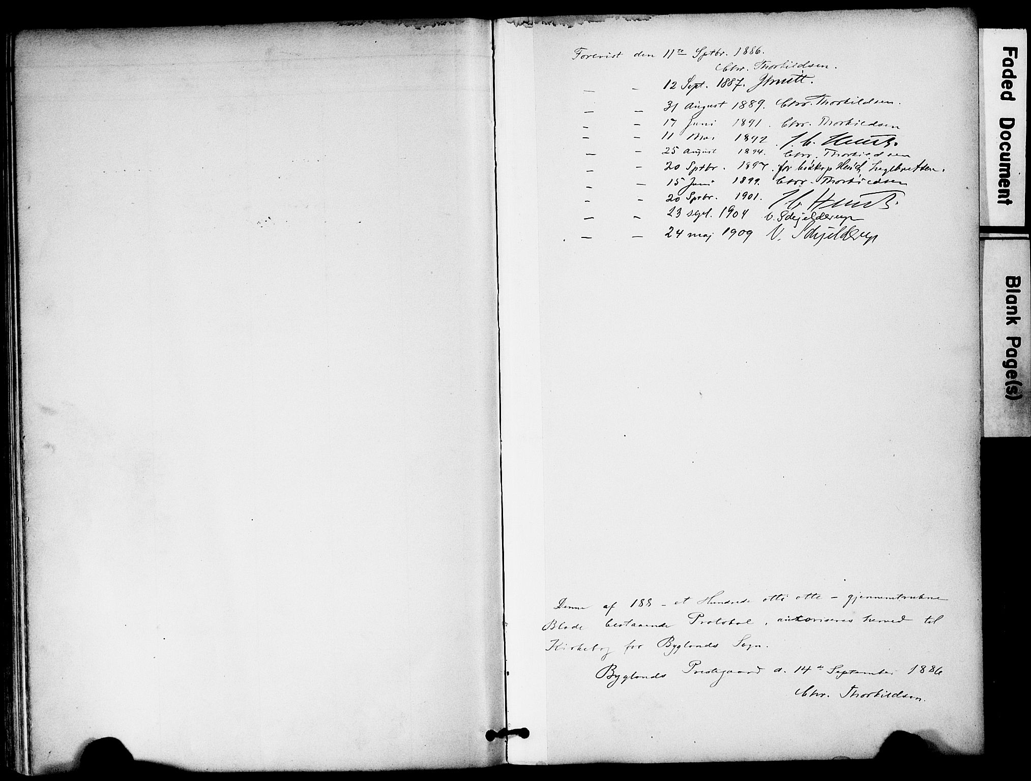 Bygland sokneprestkontor, SAK/1111-0006/F/Fa/Fab/L0007: Parish register (official) no. A 7, 1885-1909