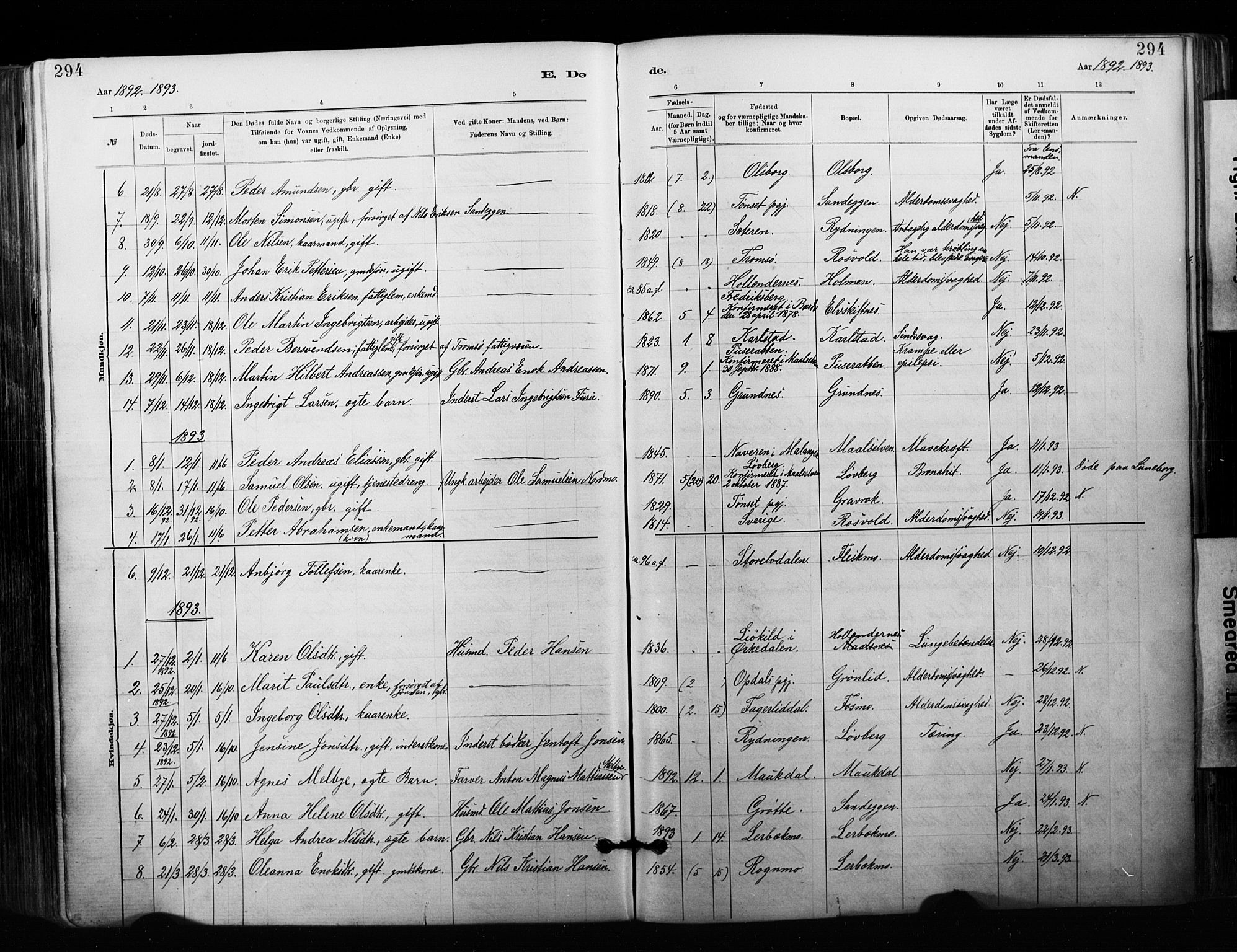 Målselv sokneprestembete, AV/SATØ-S-1311/G/Ga/Gaa/L0007kirke: Parish register (official) no. 7, 1884-1903, p. 294