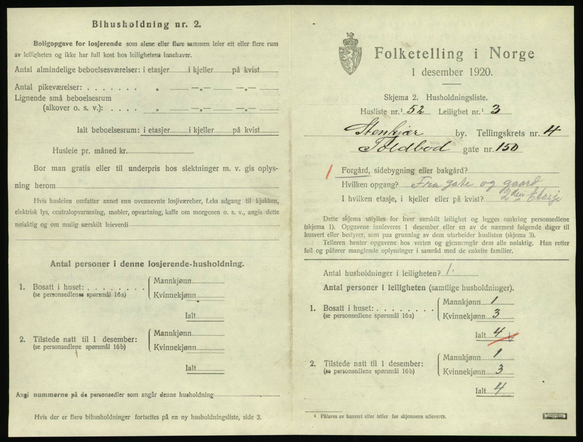 SAT, 1920 census for Steinkjer, 1920, p. 2342